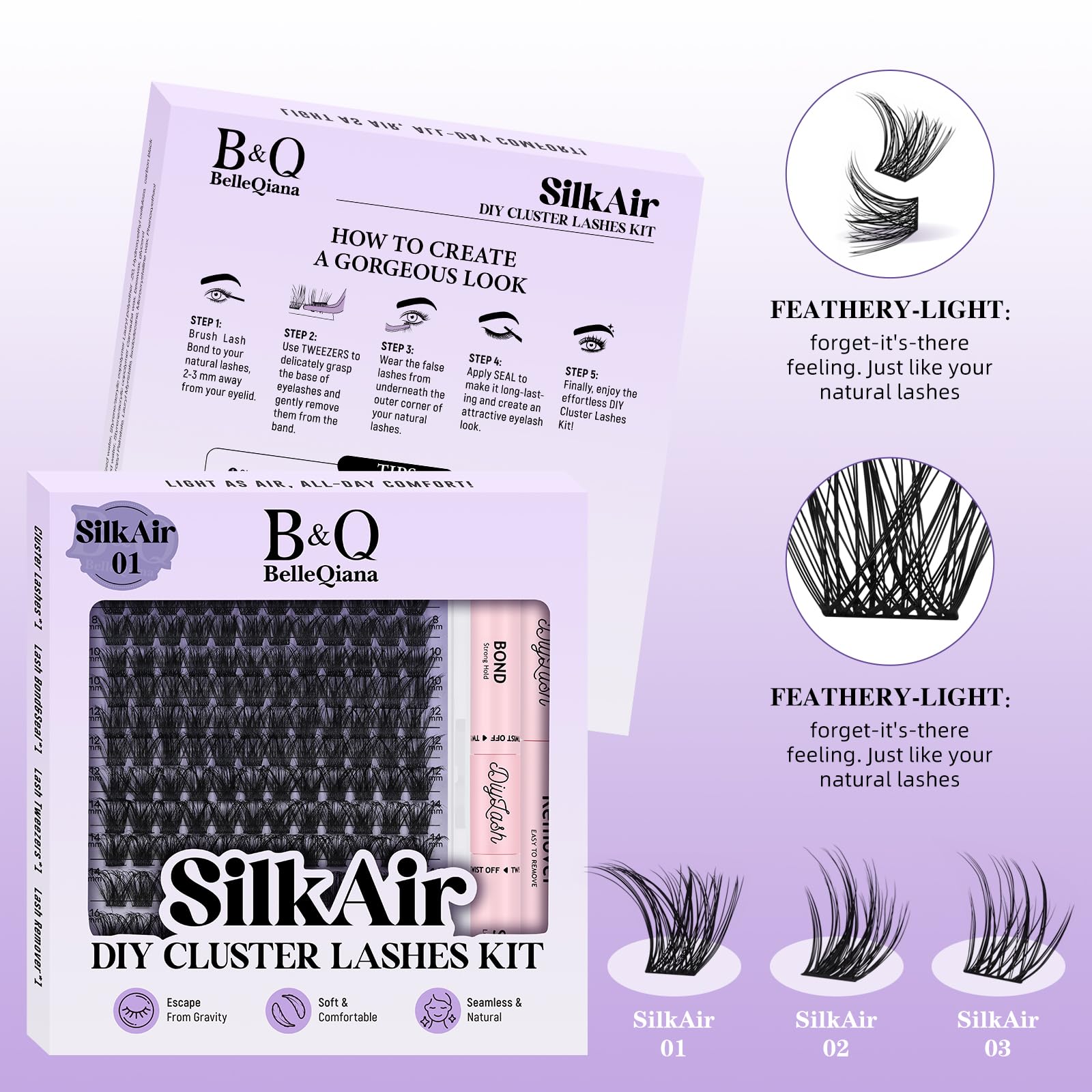 BelleQiana Silk Air Individual EyelashesFeather-Light Ultra-Soft Band Lashes - Image 4