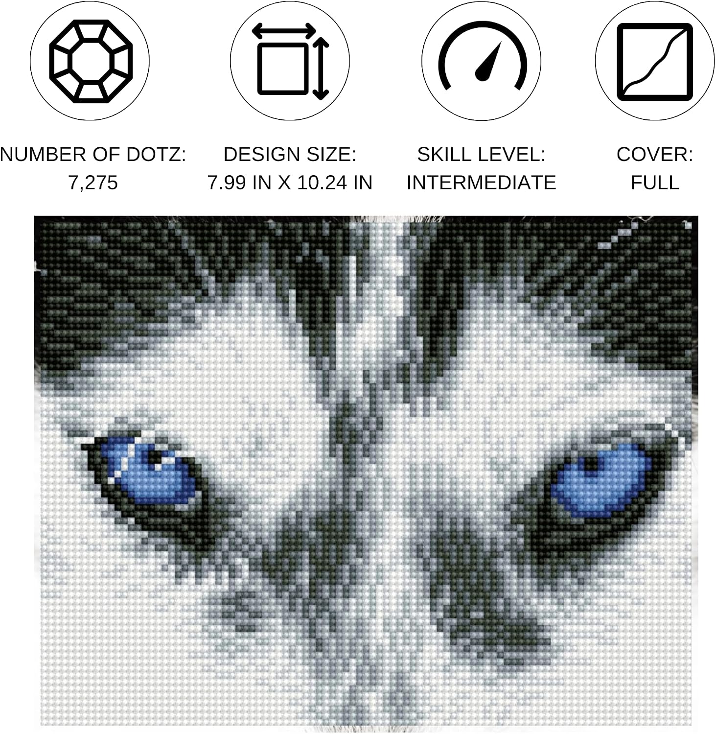 DIAMOND DOTZ Mystic Husky Diamond Painting Kits for Adults - Diamond Art Kits a Relaxing Creative Craft Kit with Dotz Gems 8x10.2