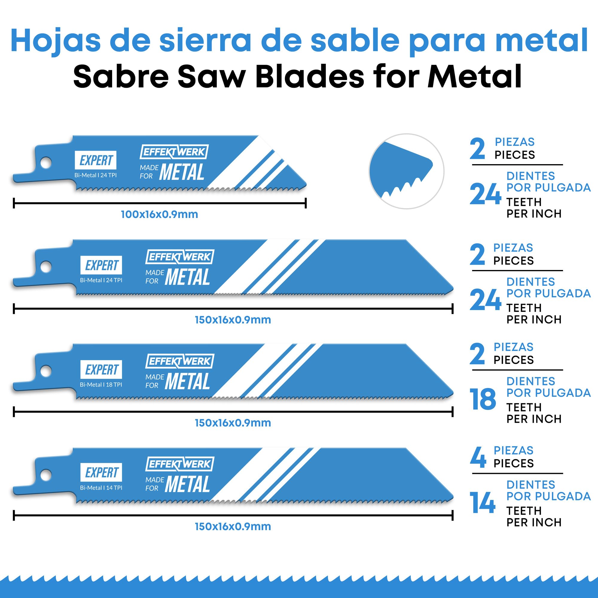 Hojas de sierra de sable (32 piezas), juego de hojas de sierra de repuesto de acero de carburo, sierras de sable HCS y bimetálicas para madera, metal y plástico