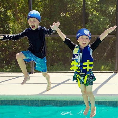 Vista 6 de Geyoga 3 piezas de gorras de natación para niños y niñas, gorras de natación para niños de 2 a 12 años, gorro de natación para piscina, gorro