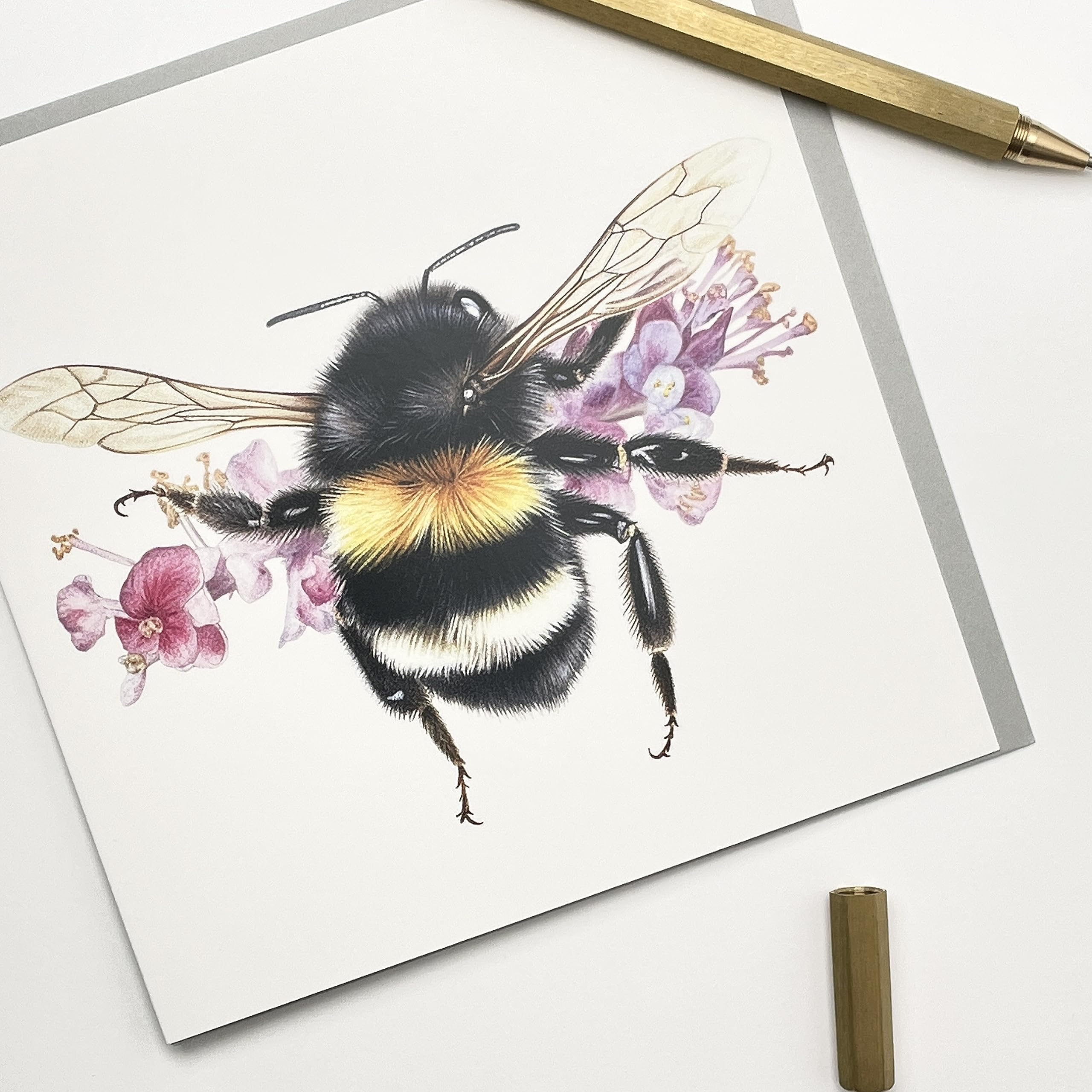 Tarjeta De Felicitación De Libélula Botánica - Para Cumpleaños, Diseño Pintado A Mano, Fabricada En Reino Unido