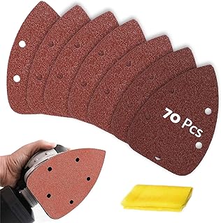 Mouse Sander Sandpaper 70pcs, 40 60 80 100 150 240 320 Grit Mouse Sander Pads, Ryobi Sander Replacement Pad for Detail Mouse Sander, Ryobi Sanding Pads Sand Paper with Tack Cloth