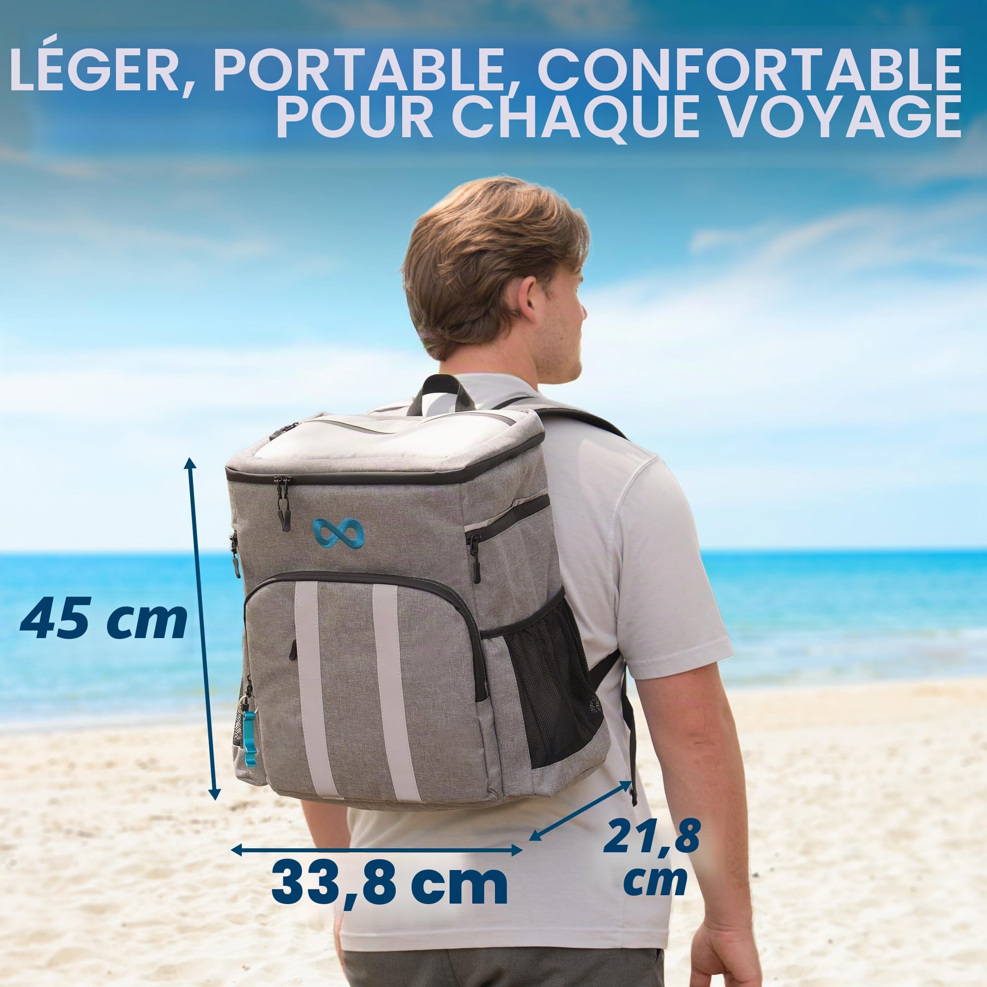 Everlasting Comfort Sac à Dos Isotherme idéal pour Les Excursions à la Plage ou Les randonnées, glacière Isotherme Ergonomique et hermétique, Sac de Pique-Nique avec Poches et Porte-Bouteilles