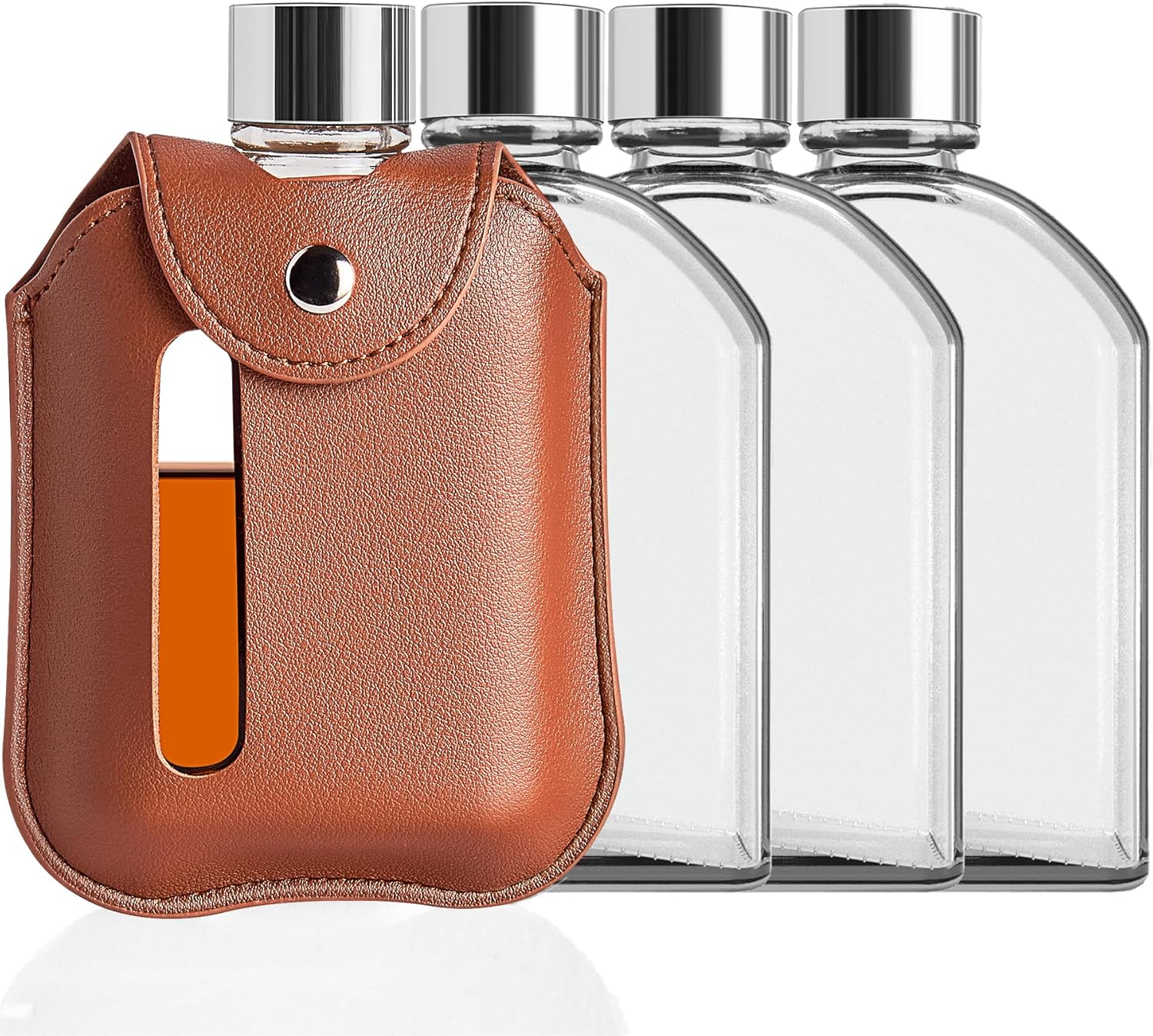 Amazon.com | Delove Small Modern Glass Hip Flask with Removable Leather ...