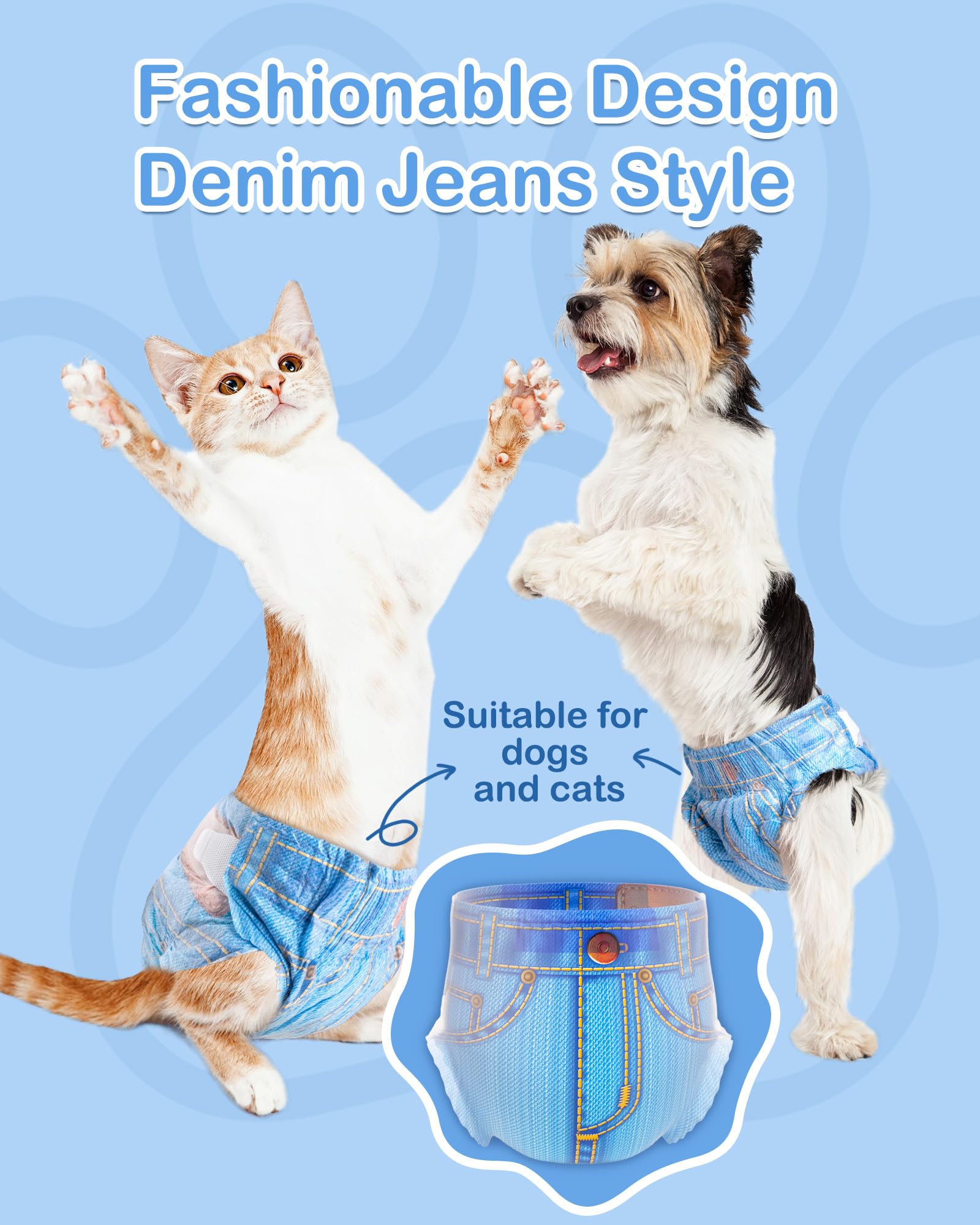 Pannolini Per Cane Femmina - 24 Pezzi Stile Jeans Per Incontinenza, Calore E Viaggi - Foto 10