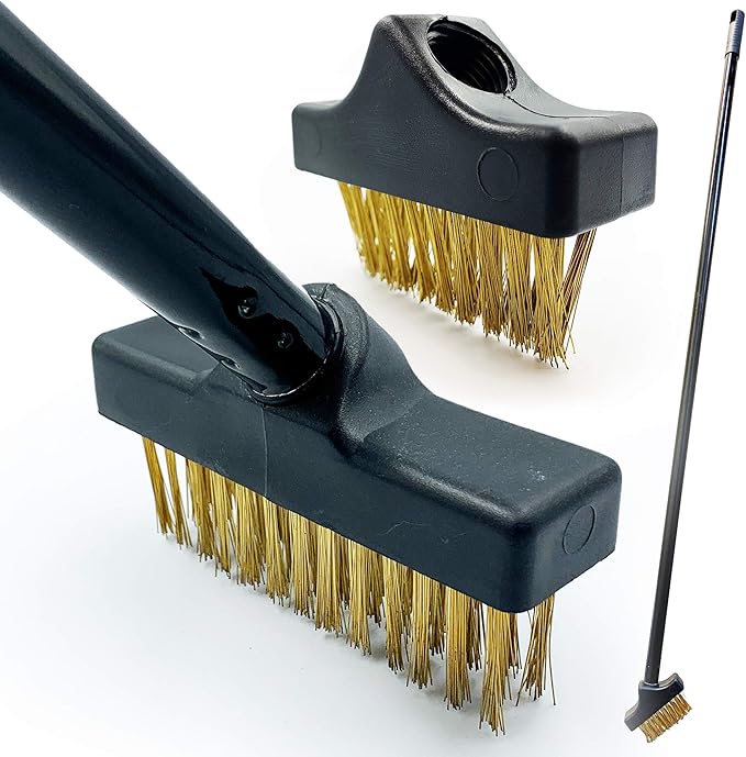 Patio Weed Remover Tool, Twin Pack Long Handle Weed Brush Set with