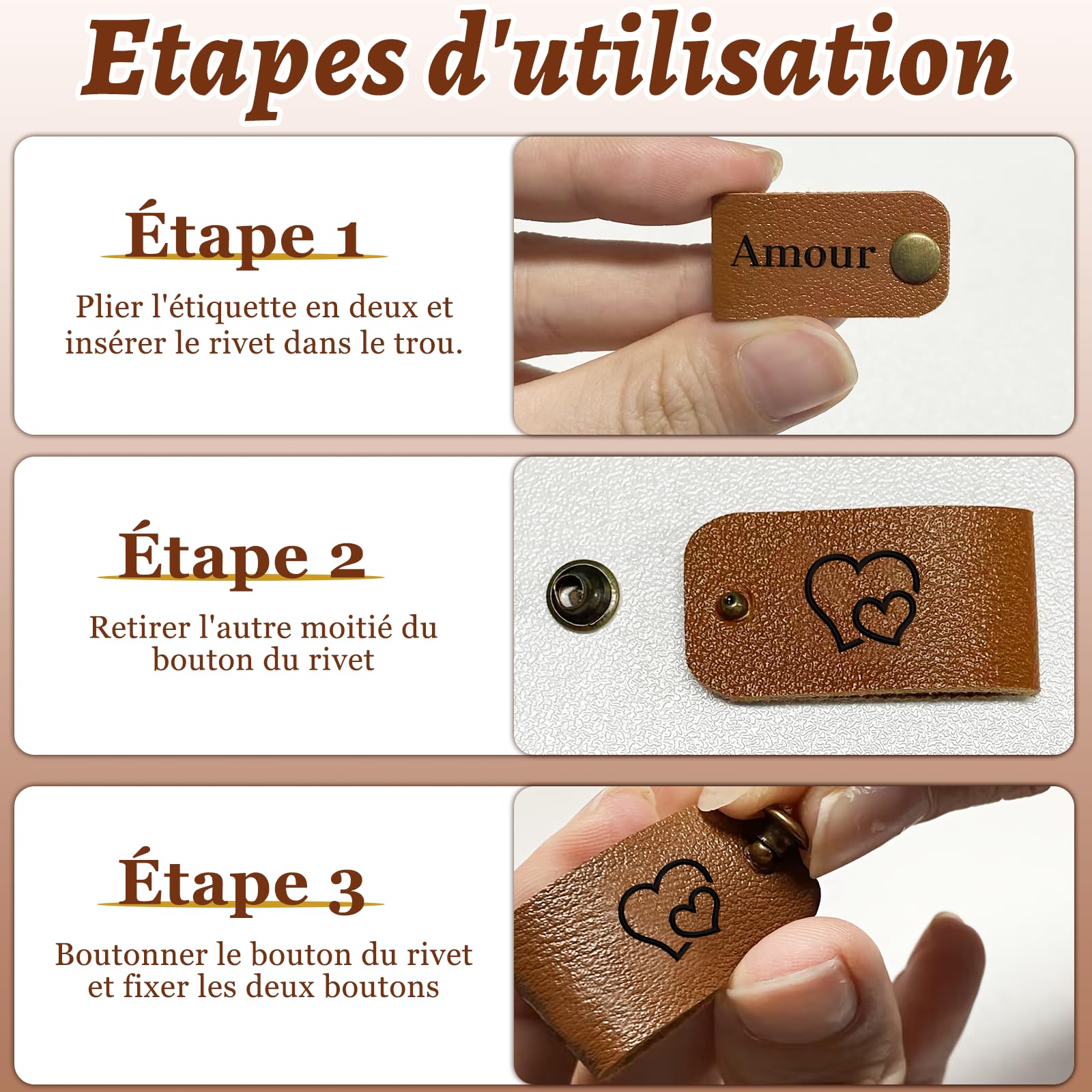 Étiquettes De Logo Personnalisées En Cuir, 30 Pièces, Pour Vêtements, Couture, Faites à La Main, Pour Tricot, Crochet, Chapeau Personnalisé, Bricolage Avec Rivets