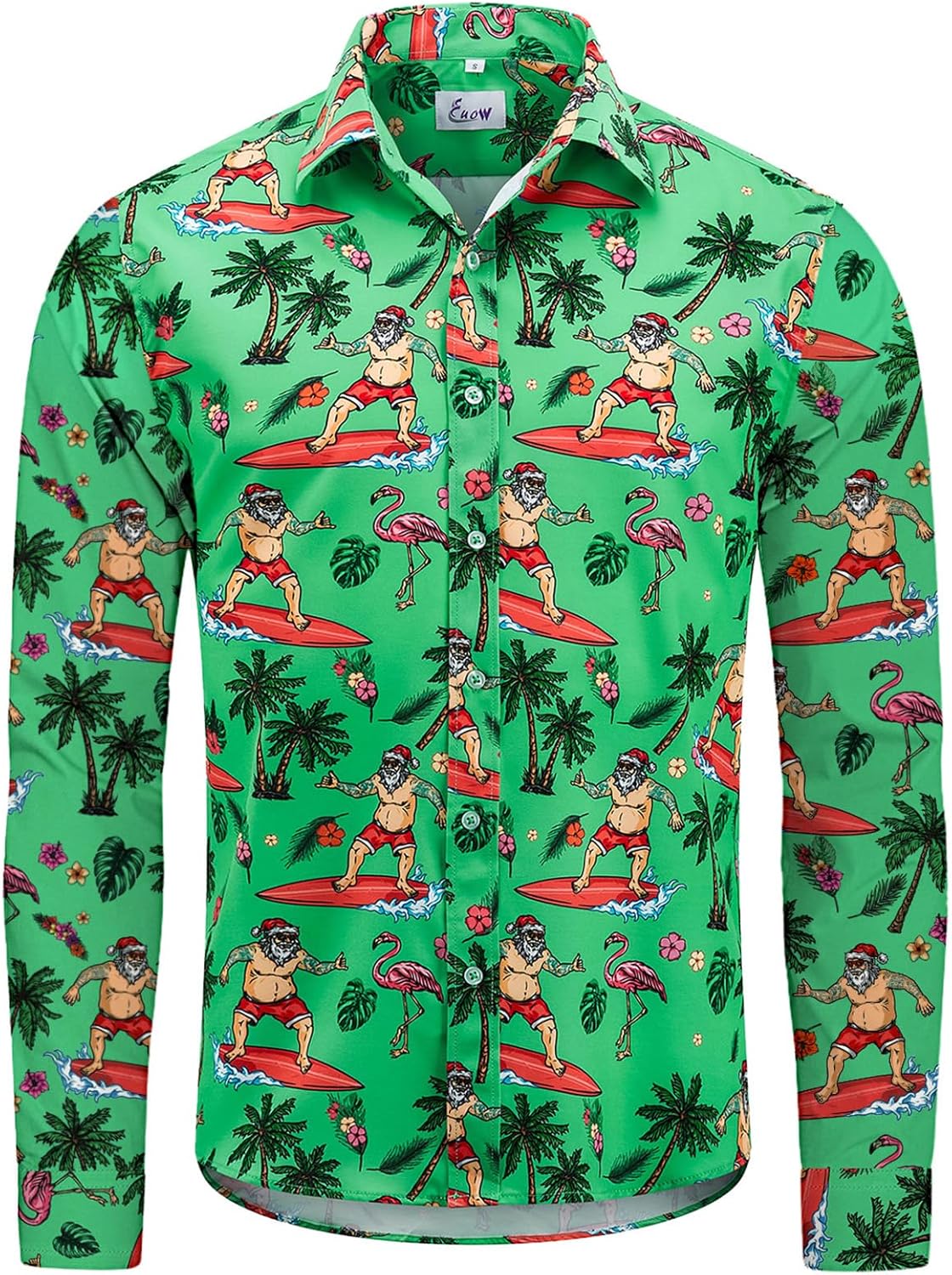 EUOW Men's Hawaiian Shirt Short Sleeve Printed Button Down Summer Beach Dress Shirts - Image 2