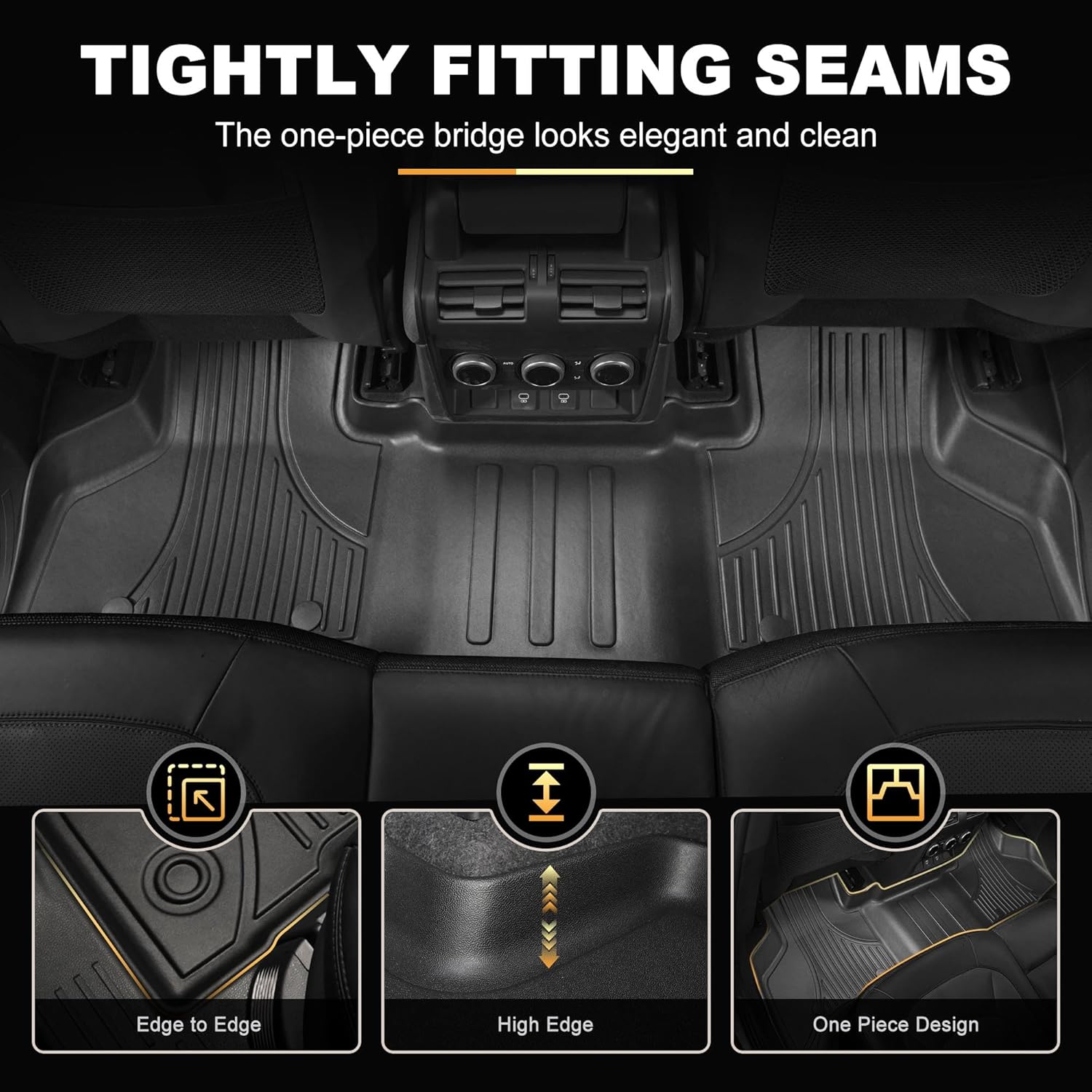 AOMSAZTO Floor Mats for Ford Ranger 2024 2025 2026 SuperCrew Cab, 1st & 2nd Row All Weather Protection Car Floor Liners Waterproof Anti Skid Mats