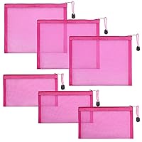 Vista 9 de Paquete de 6 bolsas de malla para cosméticos, bolsas de maquillaje de nailon con cremallera para el hogar, oficina, bolsa de pañales (negro)