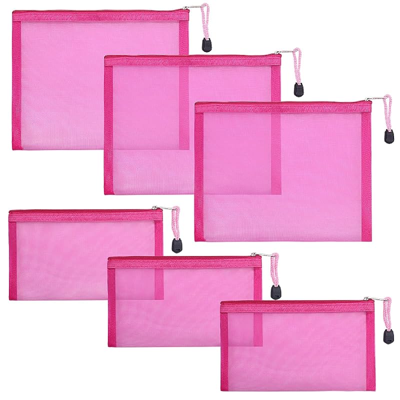 besharppin 6 necessaires de maquiagem em tela de nylon com zíper, cor Rose