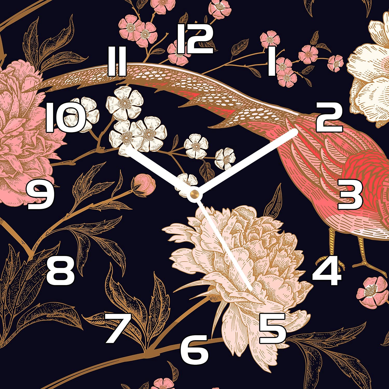 Horloge en verre de sécurité Coloray 30x30 cm au design Peoneybirdbrown