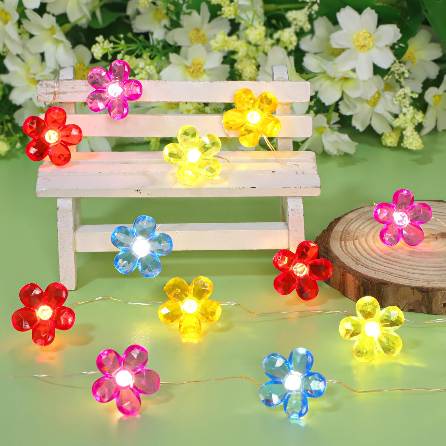 Flower LED Lights with Remote USB & Battery Operated 10FT 30LEDs String Lights - Home Wedding Birthday Party Ocean Holiday Valentine's Day Decor image 2