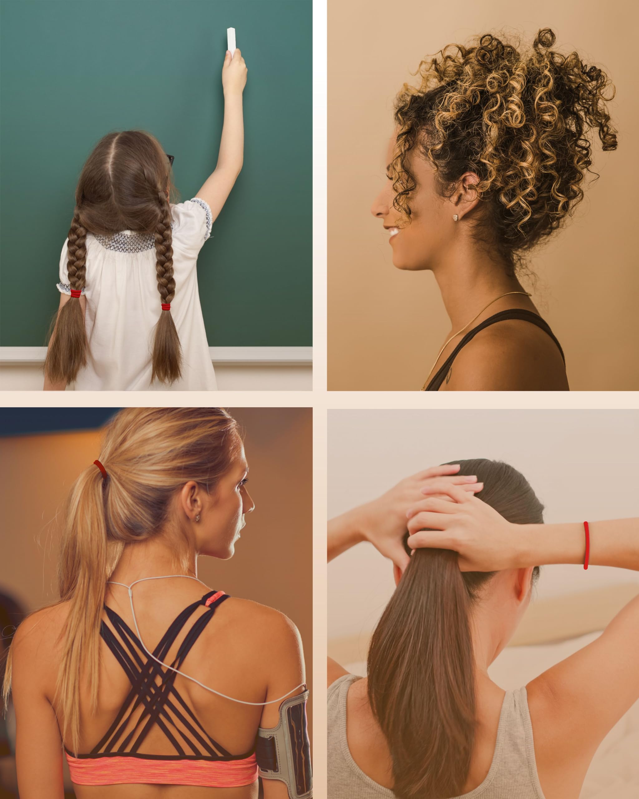 Gomas de Pelo Rojo, Pack de 60 Coleteros Elásticos 4mm - Sin Tirones para Pelo de Mujer, Hombre y Niña - Hair Bobbles para Coletas