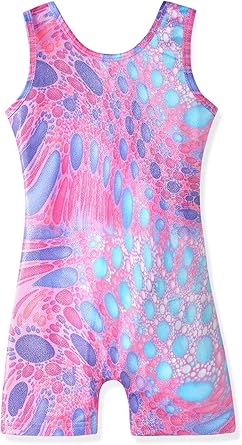 HOZIY Girls Gymnastics Leotards for Kids Tumbling Outfits Biketard Sparkle Adorable Pattern