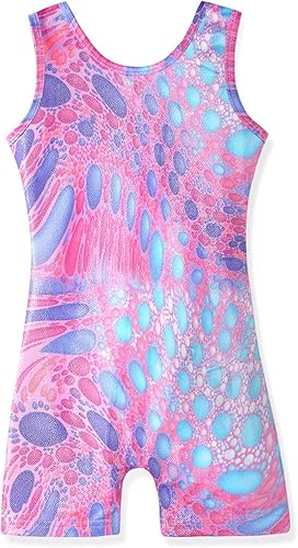 HOZIY Girls Gymnastics Leotards for Kids Tumbling Outfits Biketard Sparkle Adorable Pattern