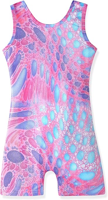 HOZIY Girls Gymnastics Leotards for Kids Tumbling Outfits Biketard Sparkle Adorable Pattern
