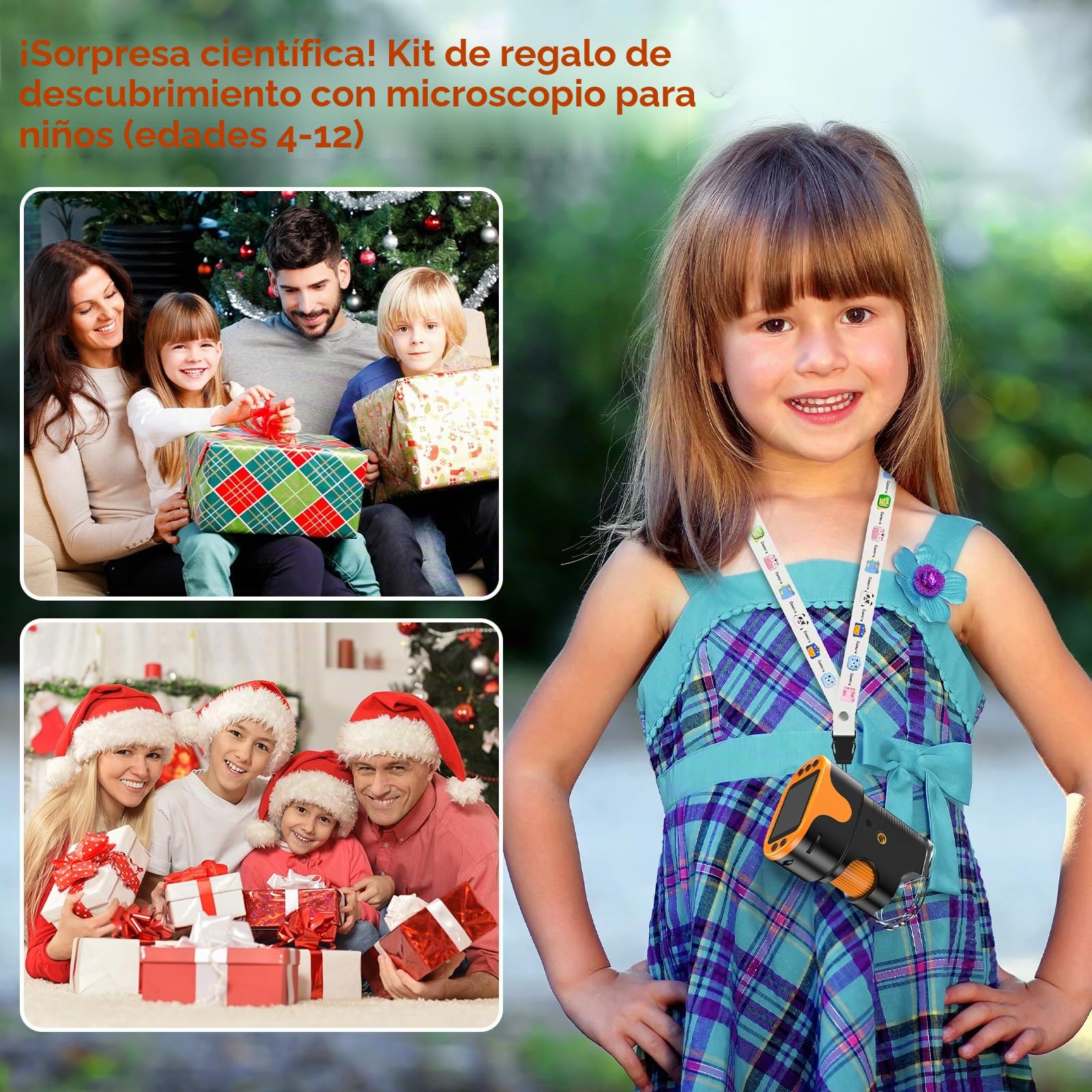 Microscopio para niños con lupa móvil para niños y niñas de 4 a 12 años