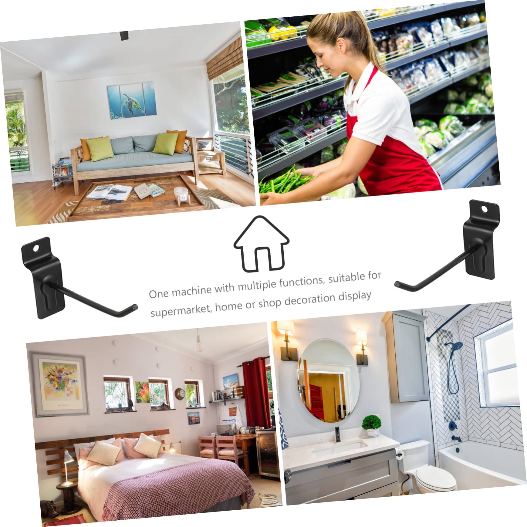 Alipis 10-Pack Metal Hole Board Hooks Supermarket Display Hook Shop Use Hook Pegboard Hanger for Tidy Storage