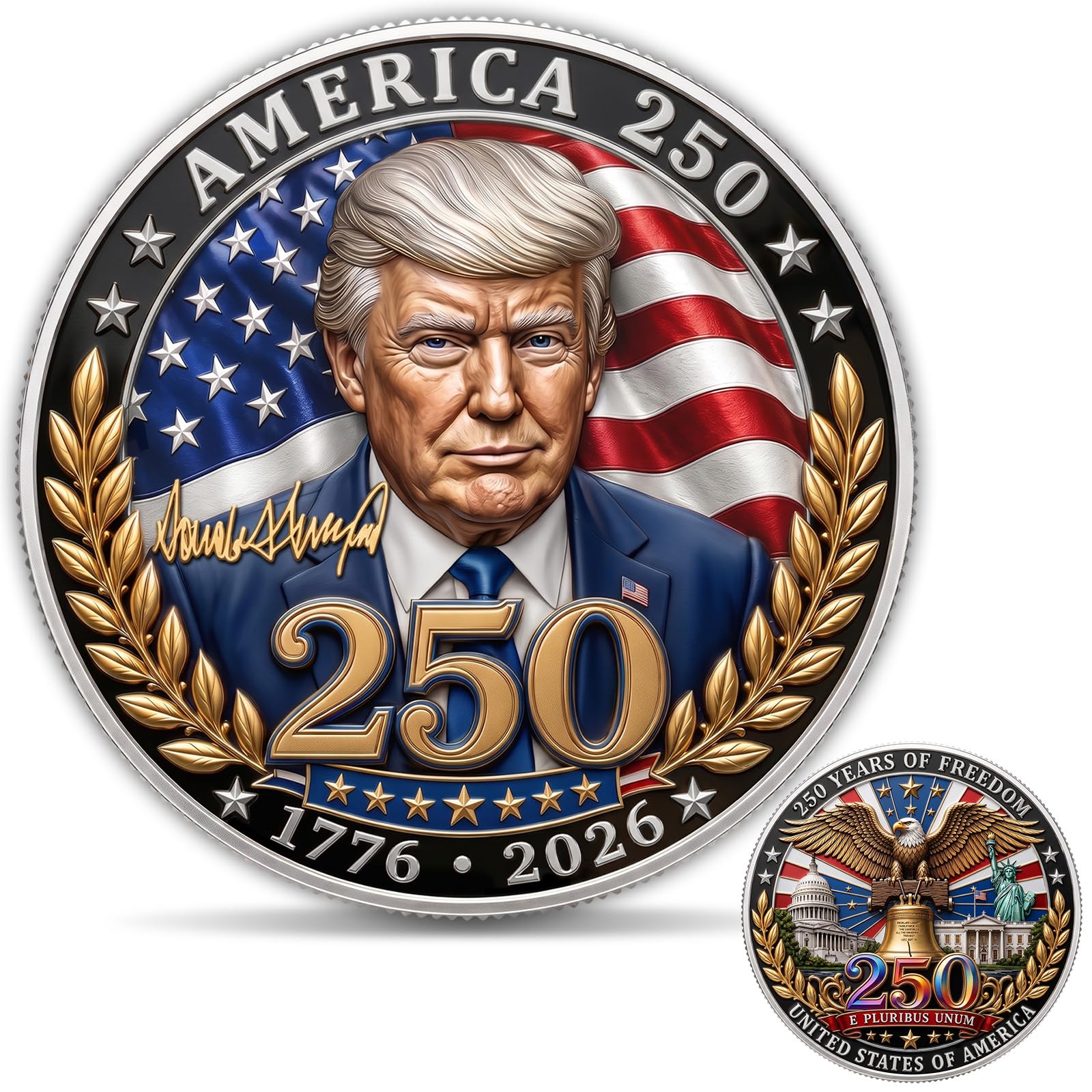 Donald Trump America 250 Challenge Coin 1776-2026 Collectible Coin