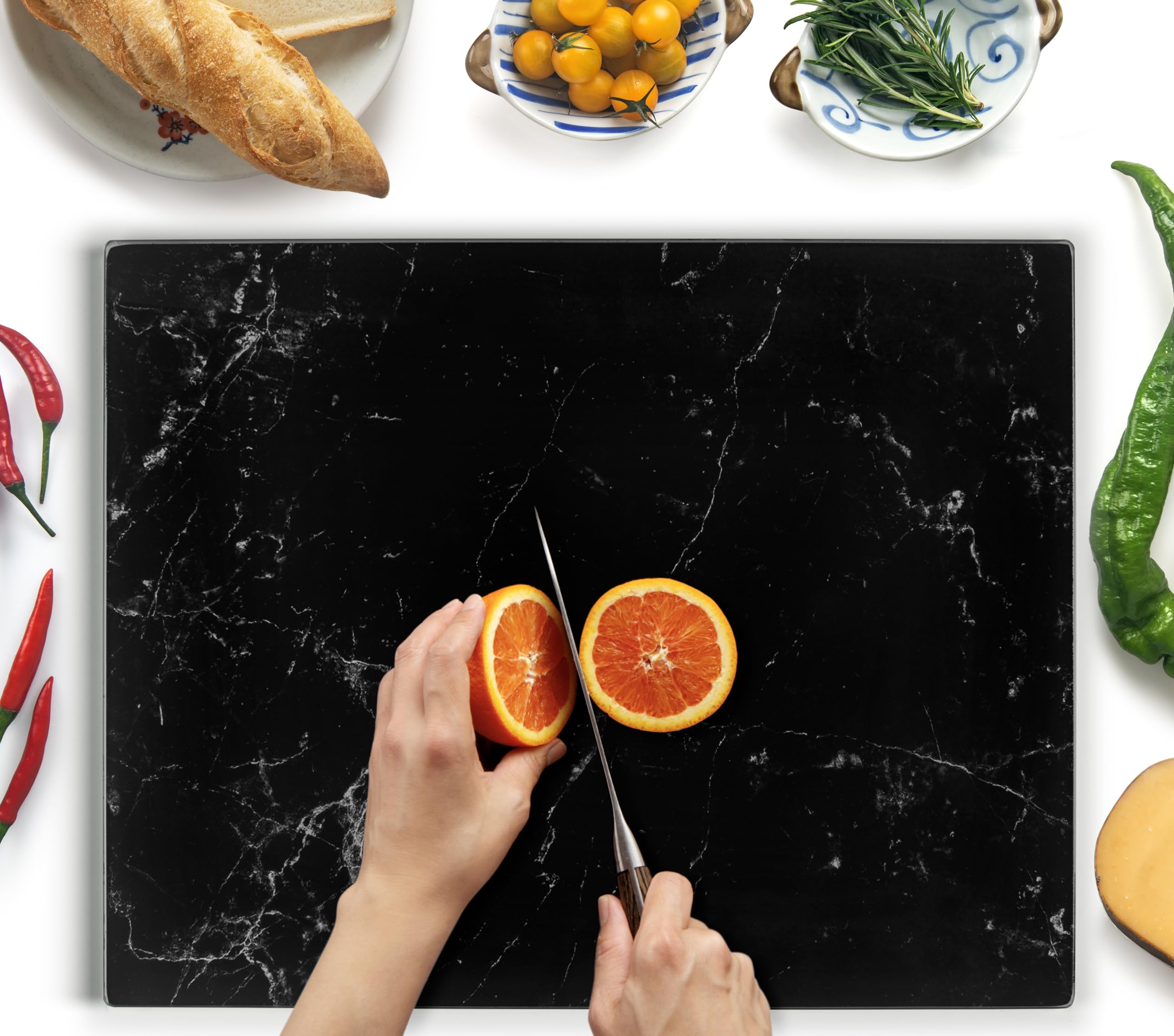 Kitchenville Glass Chopping Board 50x40cm : Tempered Glass Worktop Savers for Kitchens Durable, Scratch-Resistant, Heat-Proof