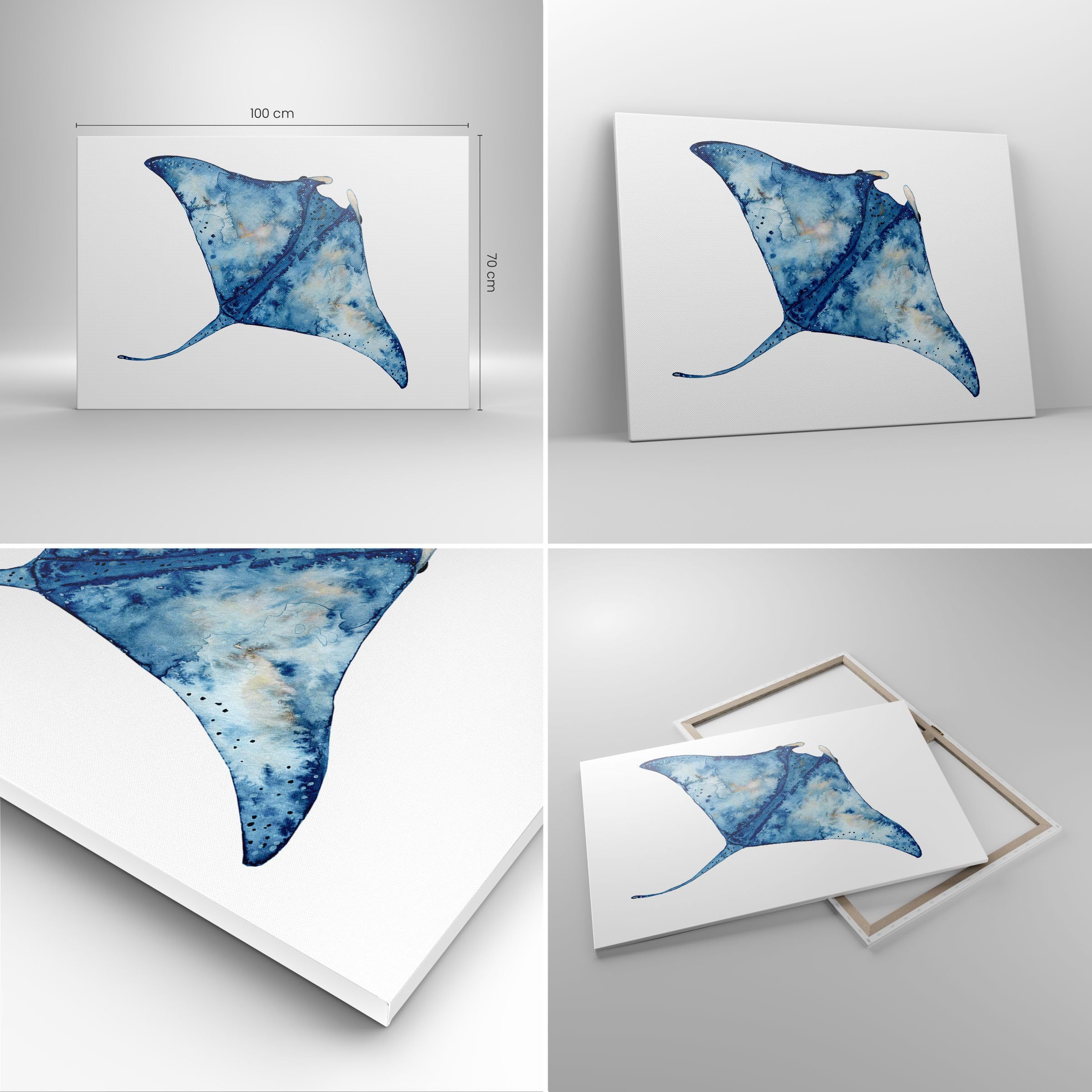 Lienzos decorativos 100x70cm Cuadro Sobre Lienzo Moderno Mantarraya Pez Estilo Costero Grande Dormitorio Cocina Cuadros Pared Imágenes Cuadros Decoracion Salon Wall Art Prints Decor AA100x70-5407