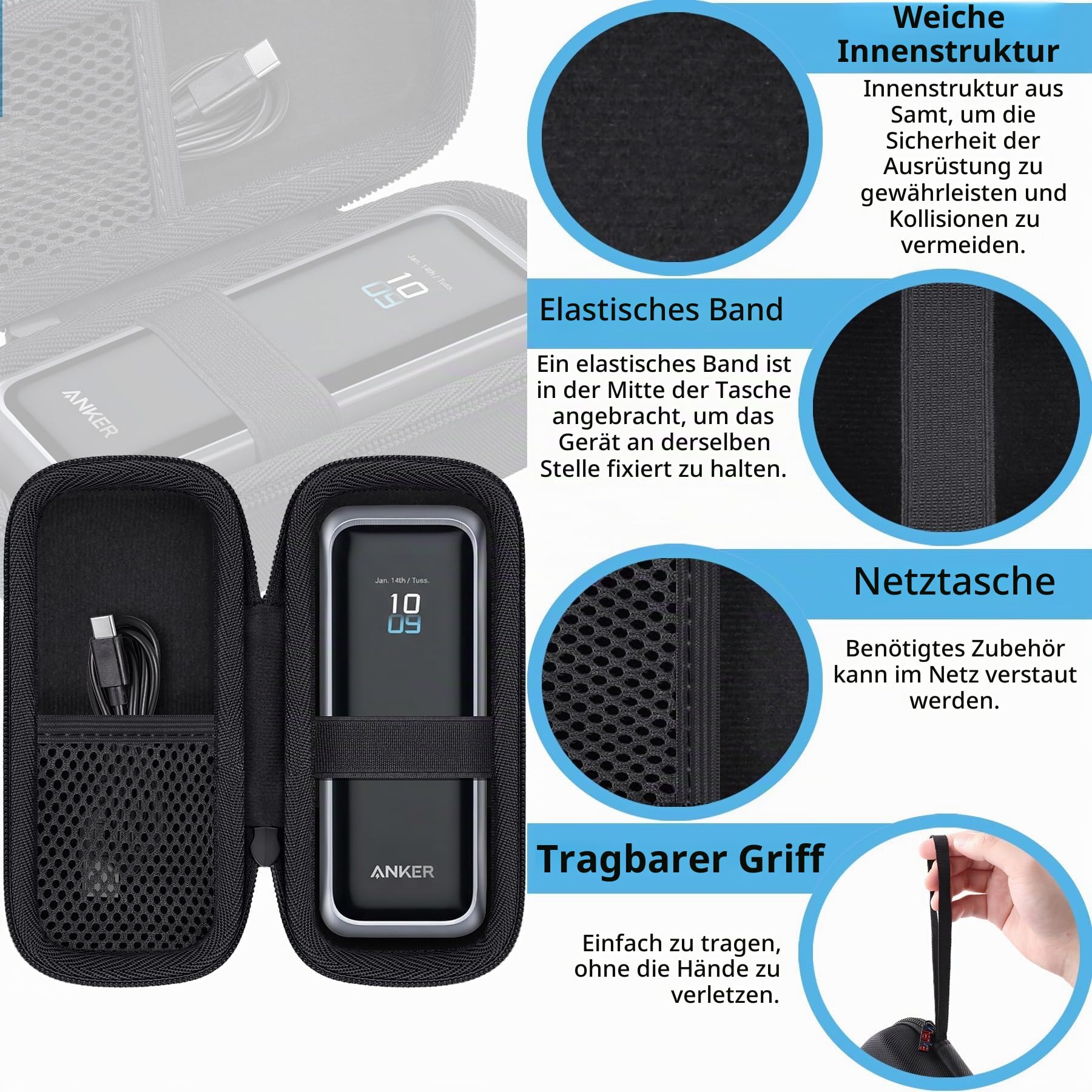 Khanka Custodia per Anker Prime 220W/200W + Soundcore Sleep A20/A30