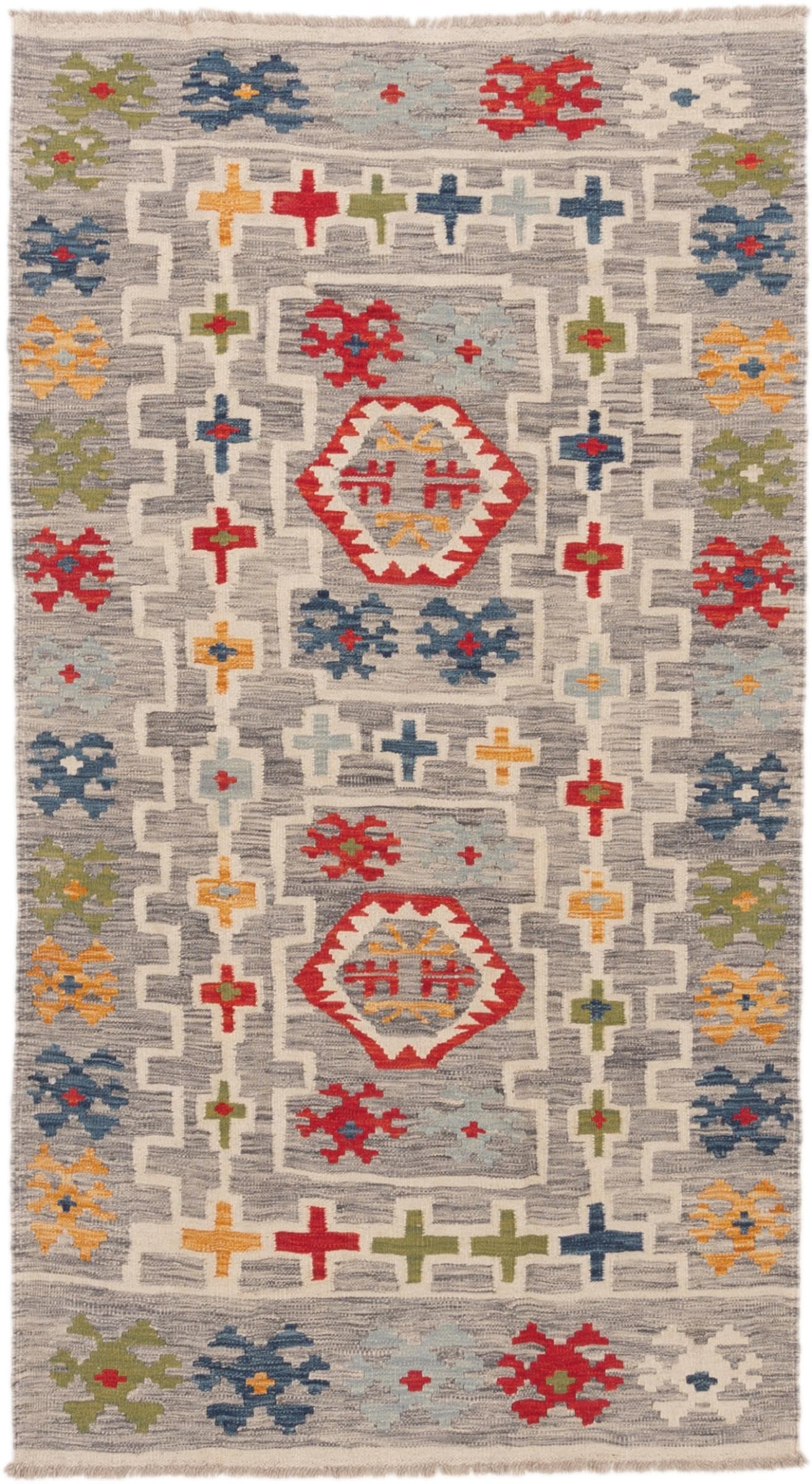 Kilim Afghan tissé à la main en laine pure, grand tapis d'Orient authentique 116x214