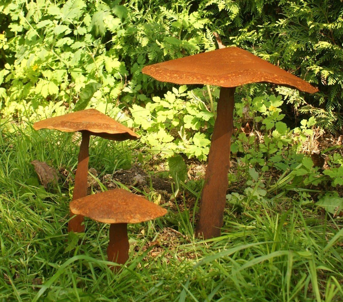 Gartendeko 3 Pilze Rost Stab Deko
