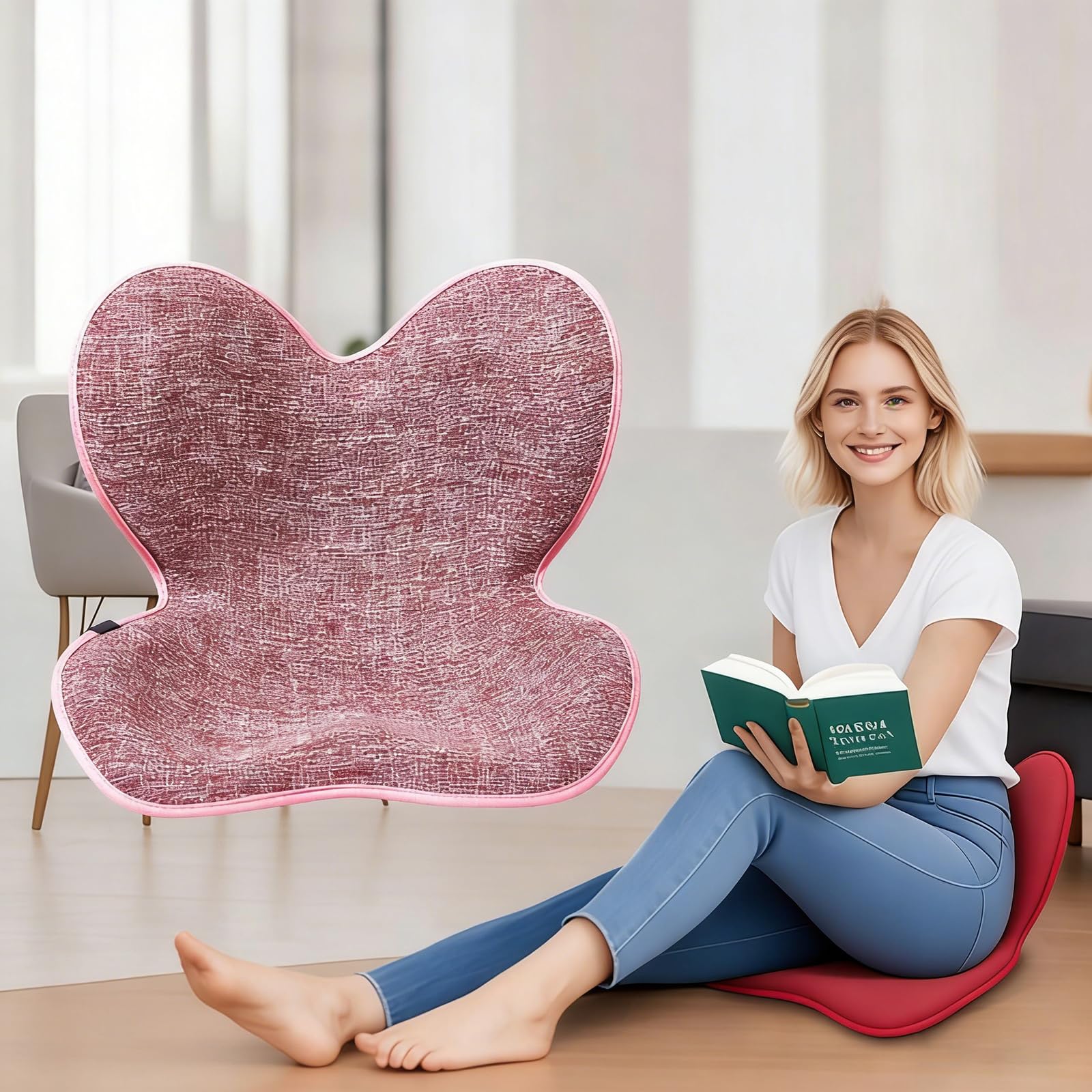 Ergonomiczna poduszka lędźwiowa, poduszka pod plecy i siedzenie w jednym, poduszka w kształcie płatków, poprawia komfort siedzenia i wspiera talię dla rodzin, biur i samochodów