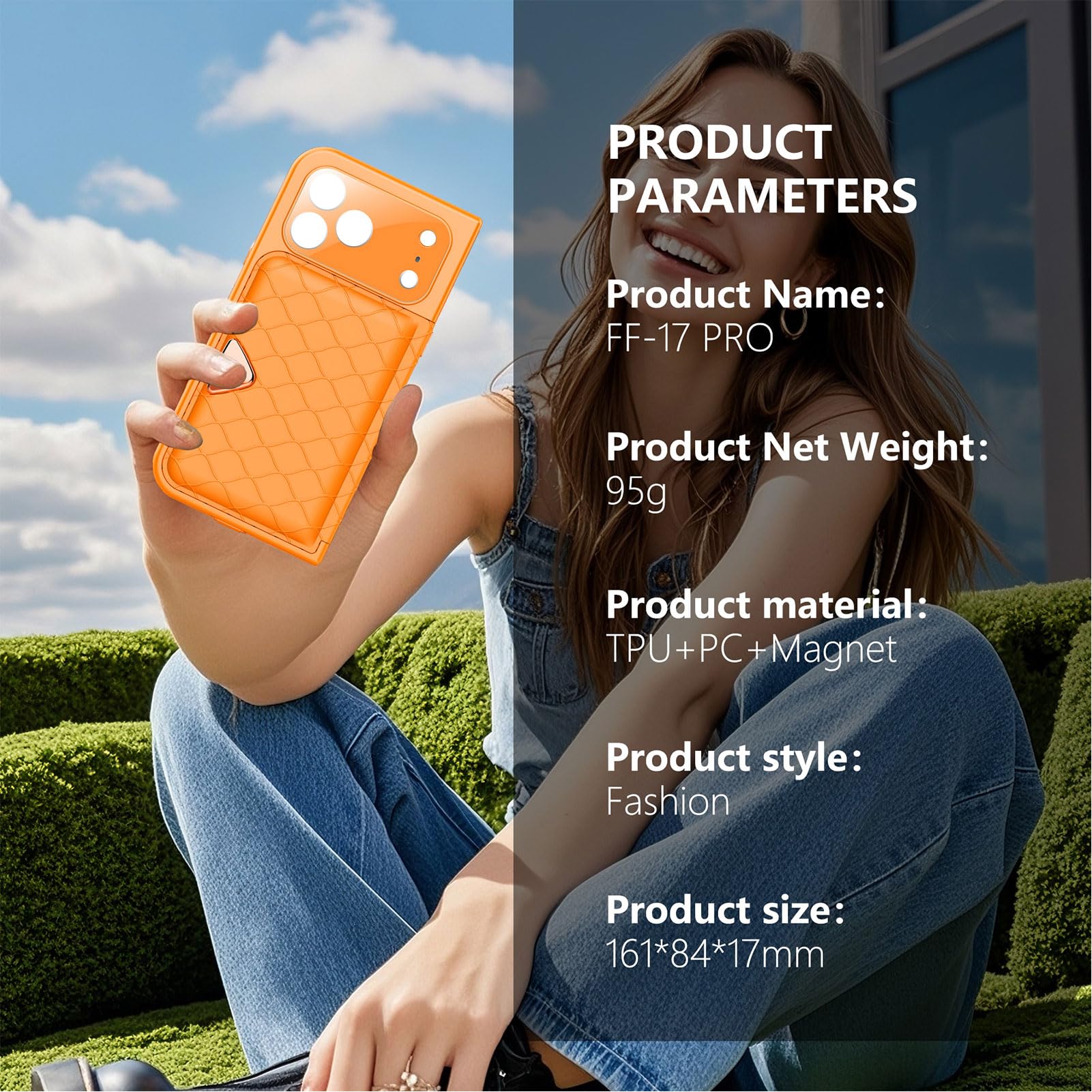 Custodia per Smartphone Impermeabile IP68 con Protezione Completa a 360°, Cover per Telefono Completamente Sigillata con Specchio Porta Carte, Design Antiurto Antigoccia per Uso (ORANGE)