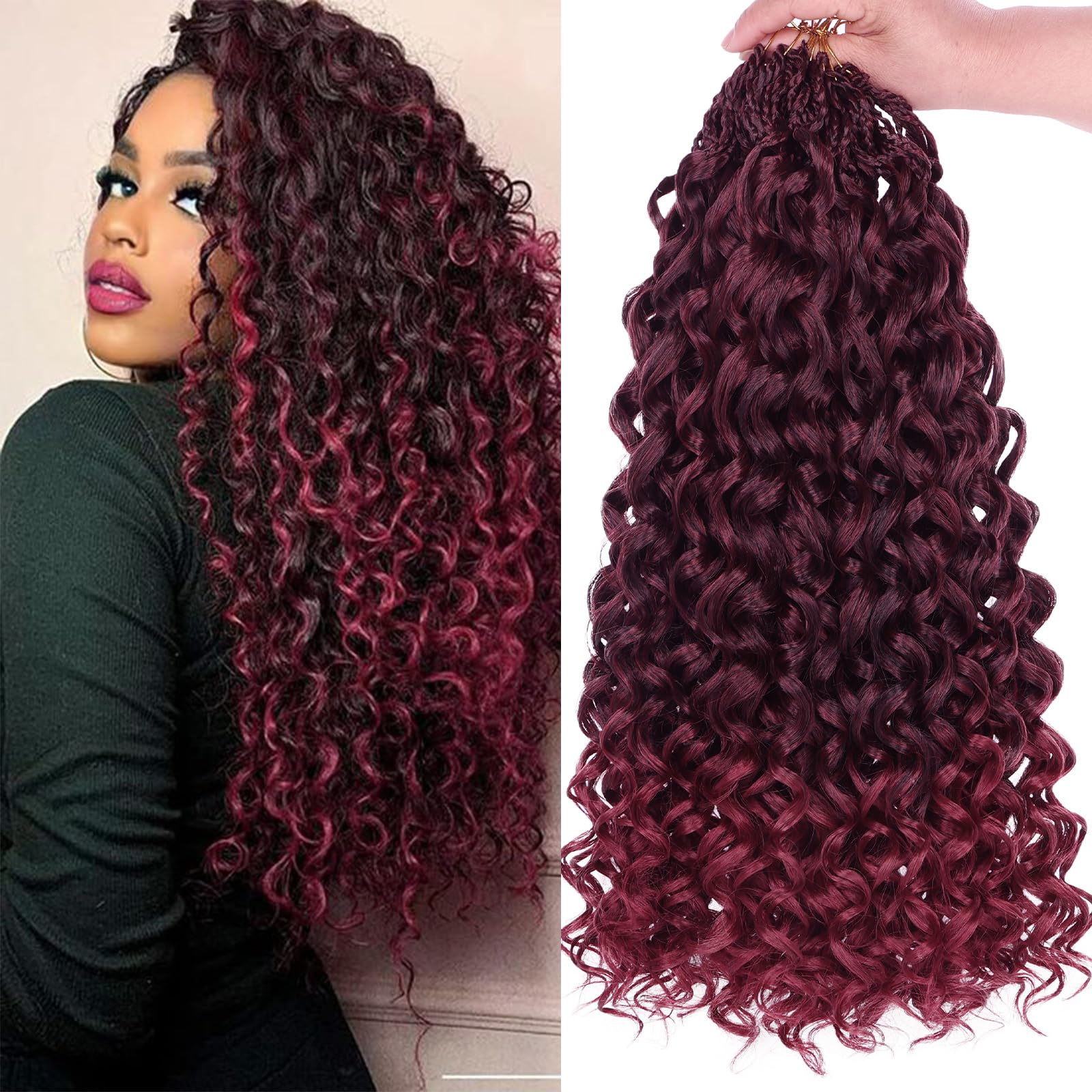 18 Inch Gogo Curly Crochet Hair 8 Packs Curl Crochet Hair Pre-looped Ocean Wave Crochet Hair Beach Curl Deep Twist Bohemian Box Braids Water Wave