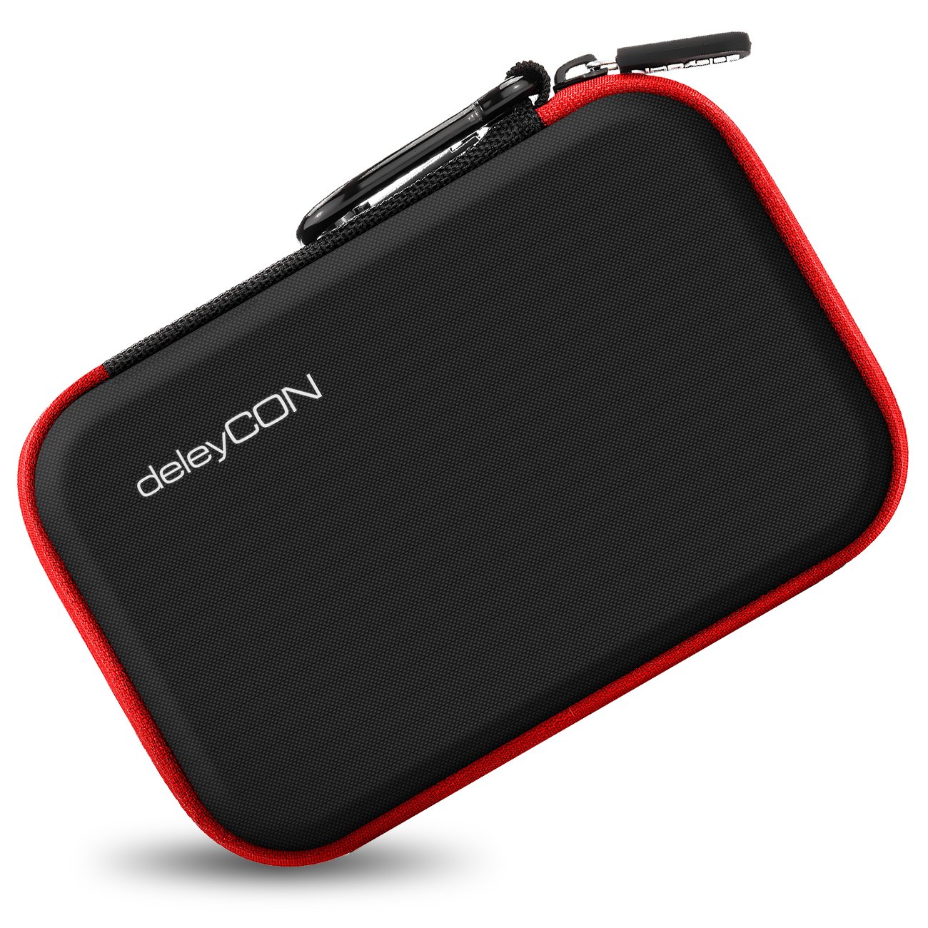 deleyCON Torba Navi Torba Navi Case na Urządzenia Nawigacyjne - 4,3 Cala i 5 Cali (14,6 x 9,3 x 3,4 cm) - Solidna Odporna na Wstrząsy 2 Przegródki Wewnętrzne - Czerwona