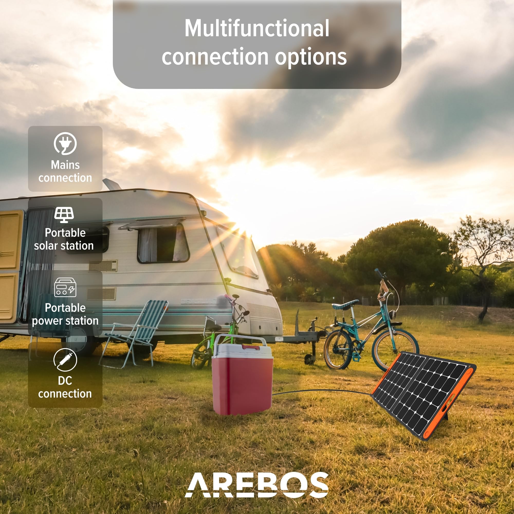 Arebos Lodówka 20 l, do chłodzenia i utrzymywania ciepła, mini lodówka, termoelektryczna lodówka | z trybem ECO | 12/230 V do samochodu i gniazdka elektrycznego | elektryczna lodówka podróżna
