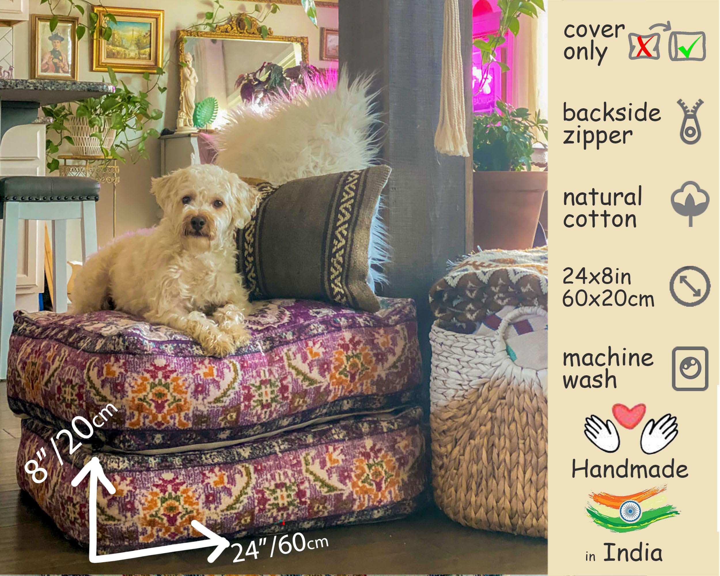 Amazon.com: Mandala Life ART Moroccan Floor Cushion Cover Purple