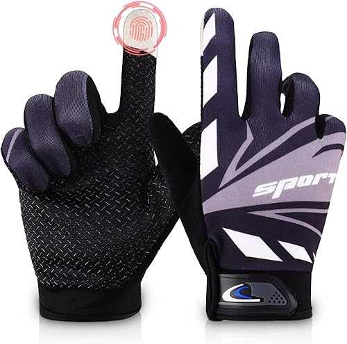 Vista 9 de Accmor Guantes para Pantalla Táctil para Ciclismo - Tamaño Grande para Niños, Deporte para Hombres, Mujeres, Adolescentes, Pesca, Respirables, Rojo