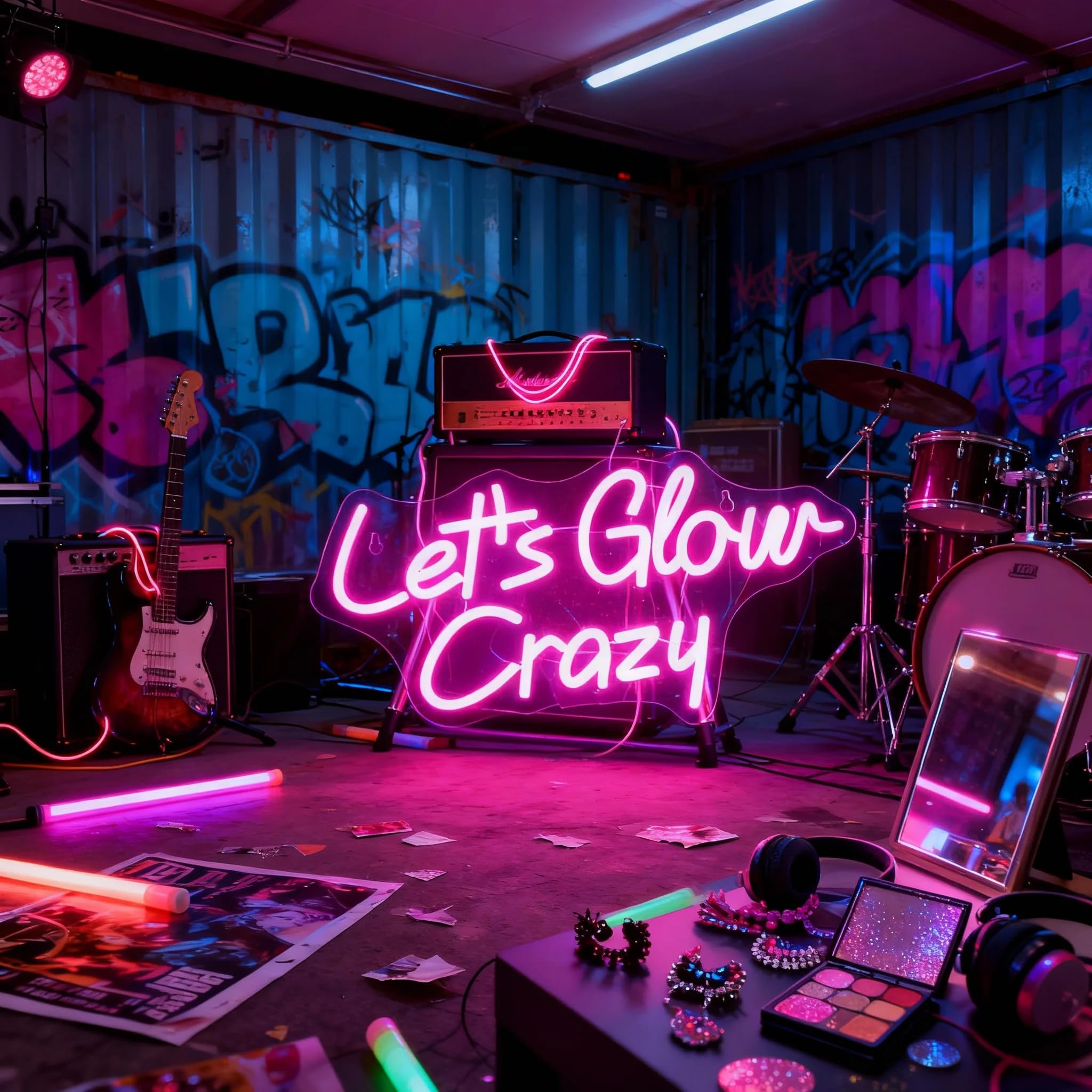 LED "Let's Glow Crazy" Neon Sign Illumina Segni per Camera da letto Casa Game Room Hotal Caffè Birra Pub Bar Party Desk Decorazioni di Arte Della Parete Compleanno Regali di Natale (rosa)