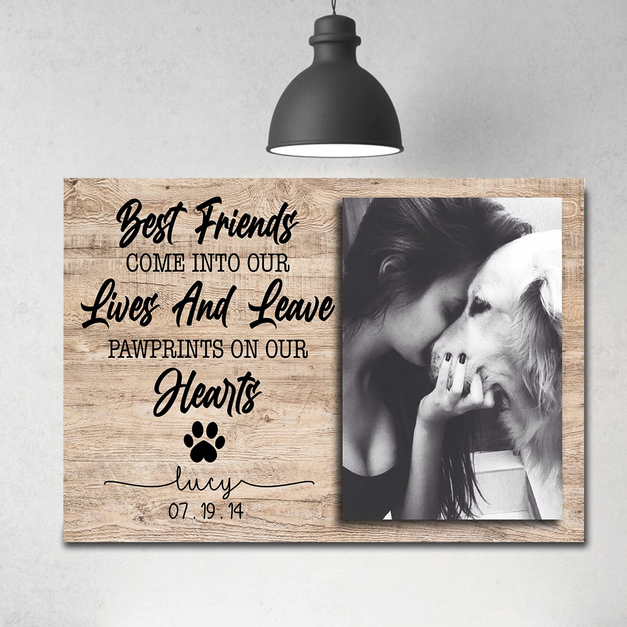 MySoulAndSpirit Store - Personalized Photo Name Pet Memorial Canvas Home Wall Art Decor, Best Friends Come Into Our Lives And Leave Pawprints On Our Hearts Pet Loss Canvas, Cat Dog Loss Gift (24