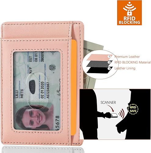 Miniatura 189 de Travelambo billetera mediana y minimalista de cuero para bolsillo frontal, con bloqueo de interferencia de radiofrecuencia, Verde, Minimalista