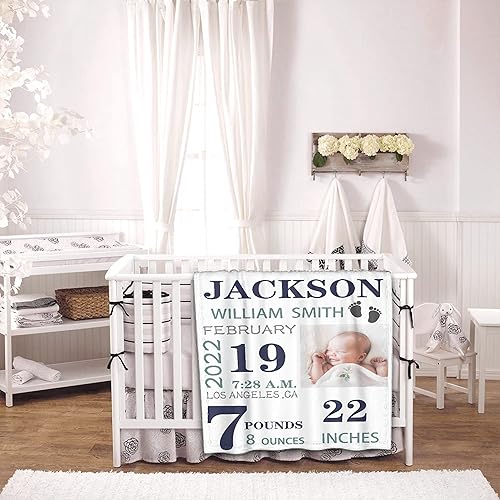 Miniatura 3 de Manta de bebé personalizada con información de nacimiento para niños y niñas, manta personalizada con nombre del bebé, fecha de nacimiento, regalo