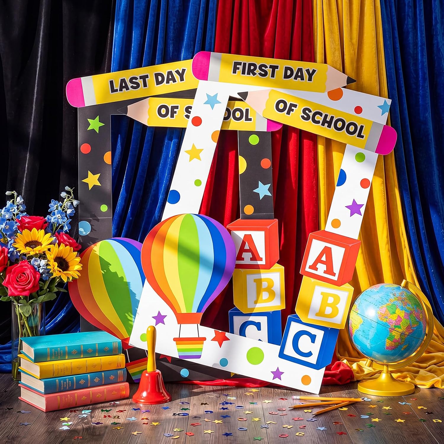 2 Pack Back to School Photo Booth Frames for Kids First and Last Day of School Picture Props 24 x 15 Inch Reusable Back to Schools Selfie Props for Welcome Classroom Party Decoration