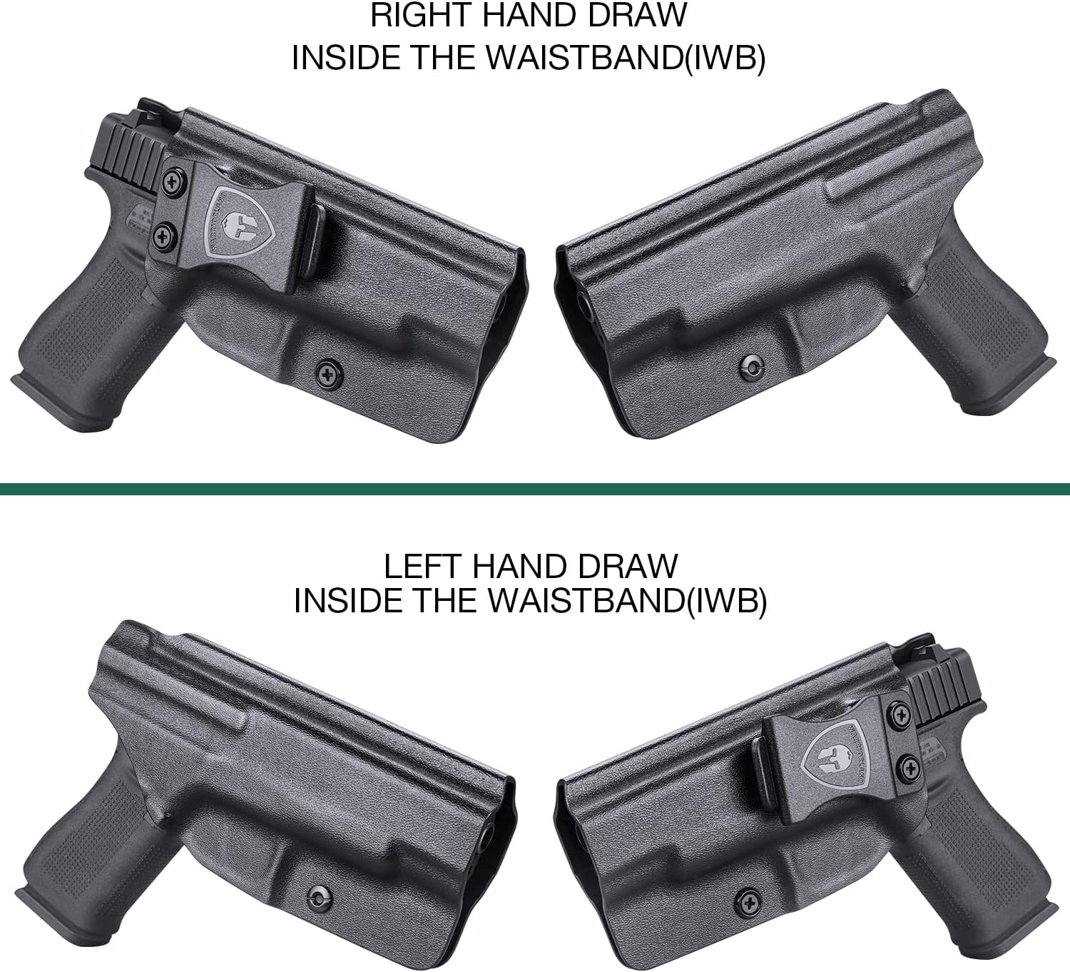 WARRIORLAND IWB Kydex Holster, Fits for Glock 48 - Not Fit G48 MOS, Inside Waistband Concealed Carry, Adj. Cant & 'Posi-Click' Retention, Right/Left Hand Option