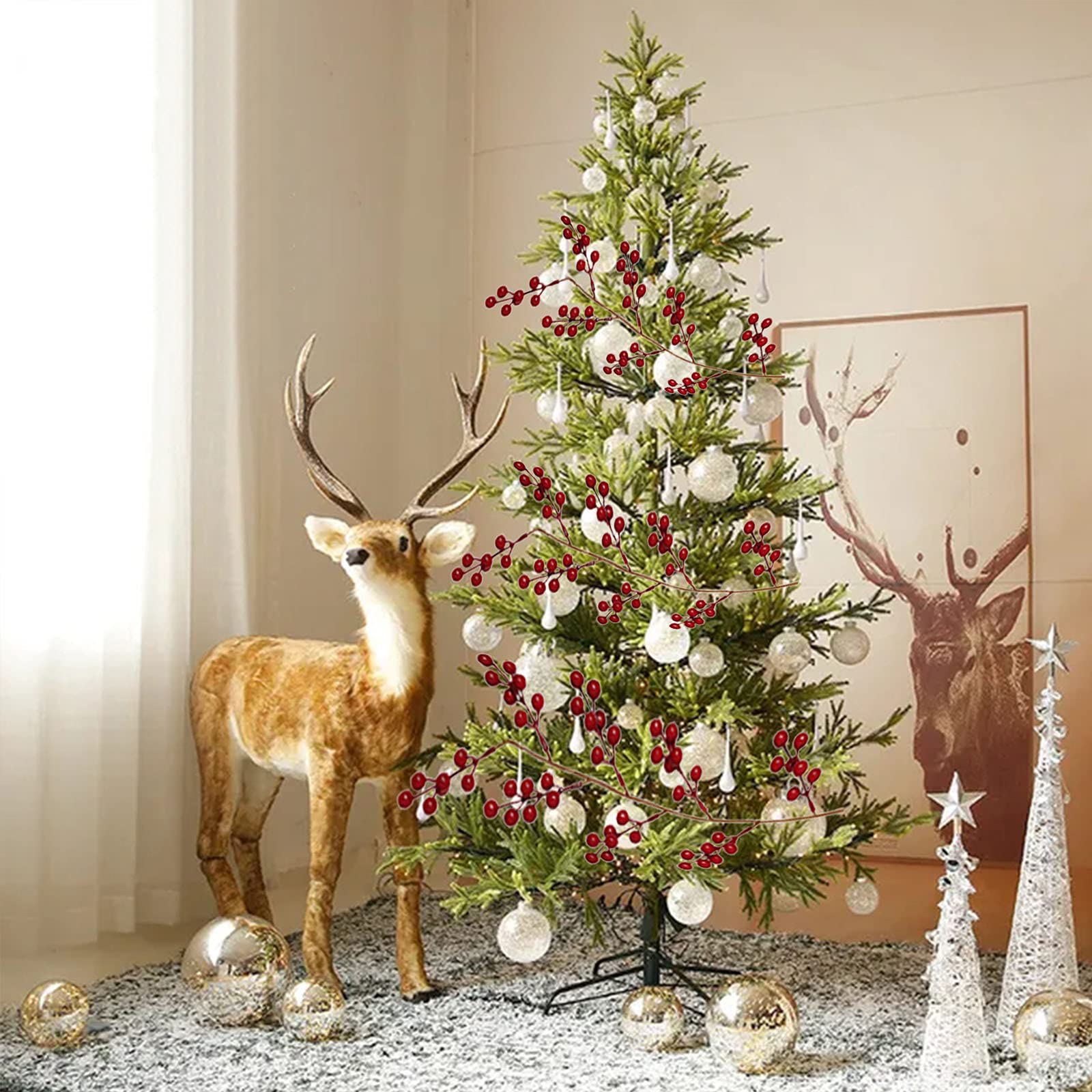SHACOS 2 STKS Kunstmatige Rode Bessen Slinger Kerst 170CM Kerst Rode