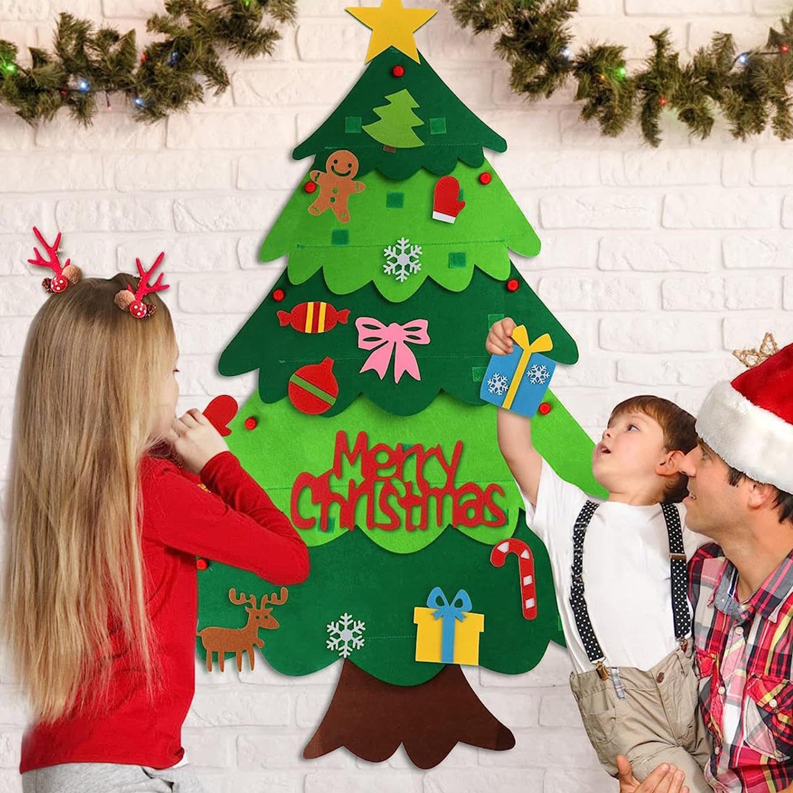 Amazon | 壁用フェルト クリスマス ツリー、フェルト ツリー