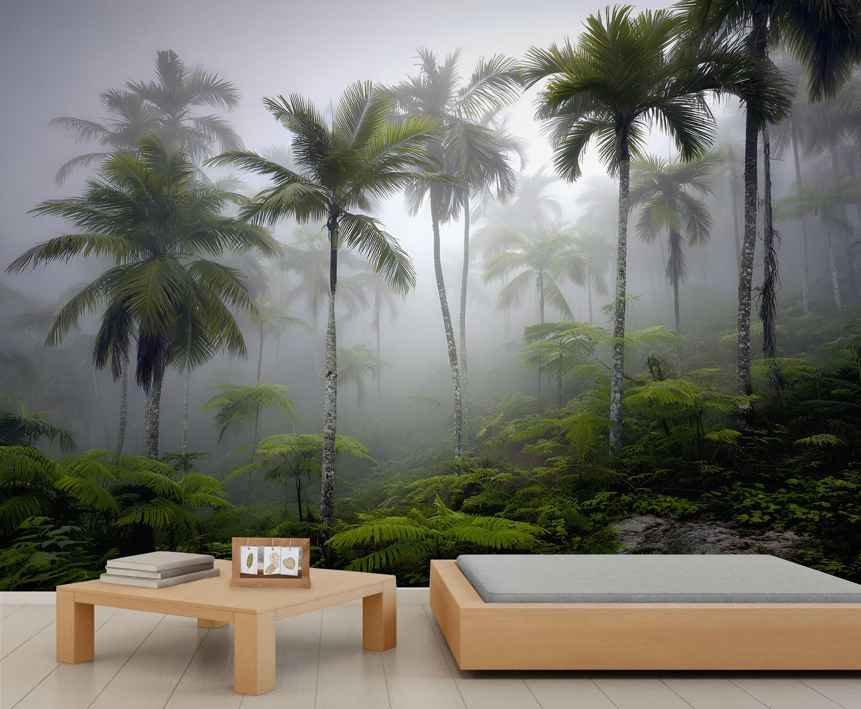 Tropical Palm Tree Wallpaper Forest Wall Murals for Living Room Jungle Rainforest Landscape Wallpaper Bedroom Decorative Room Mural Poster 300X210cm