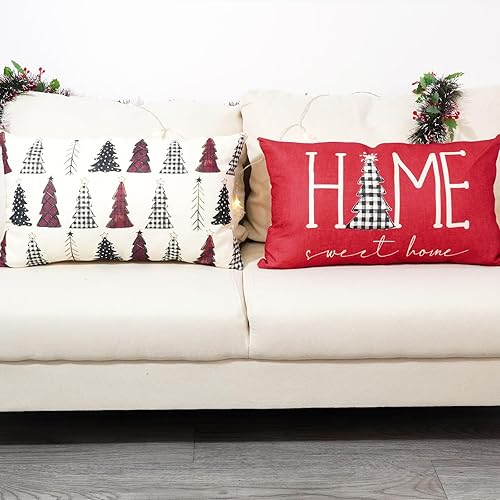 Miniatura 2 de Juego de 2 fundas de almohada de Navidad de 12 x 20 pulgadas, fundas de almohada lumbar de invierno para sofá, decoración del hogar
