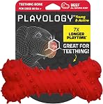 Playology Dog Toys | Puppy Toy Teething Bone Designed for Young & Active Dogs | Jumbo Peanut Butter Scented Toy Made from Non Toxic Materials