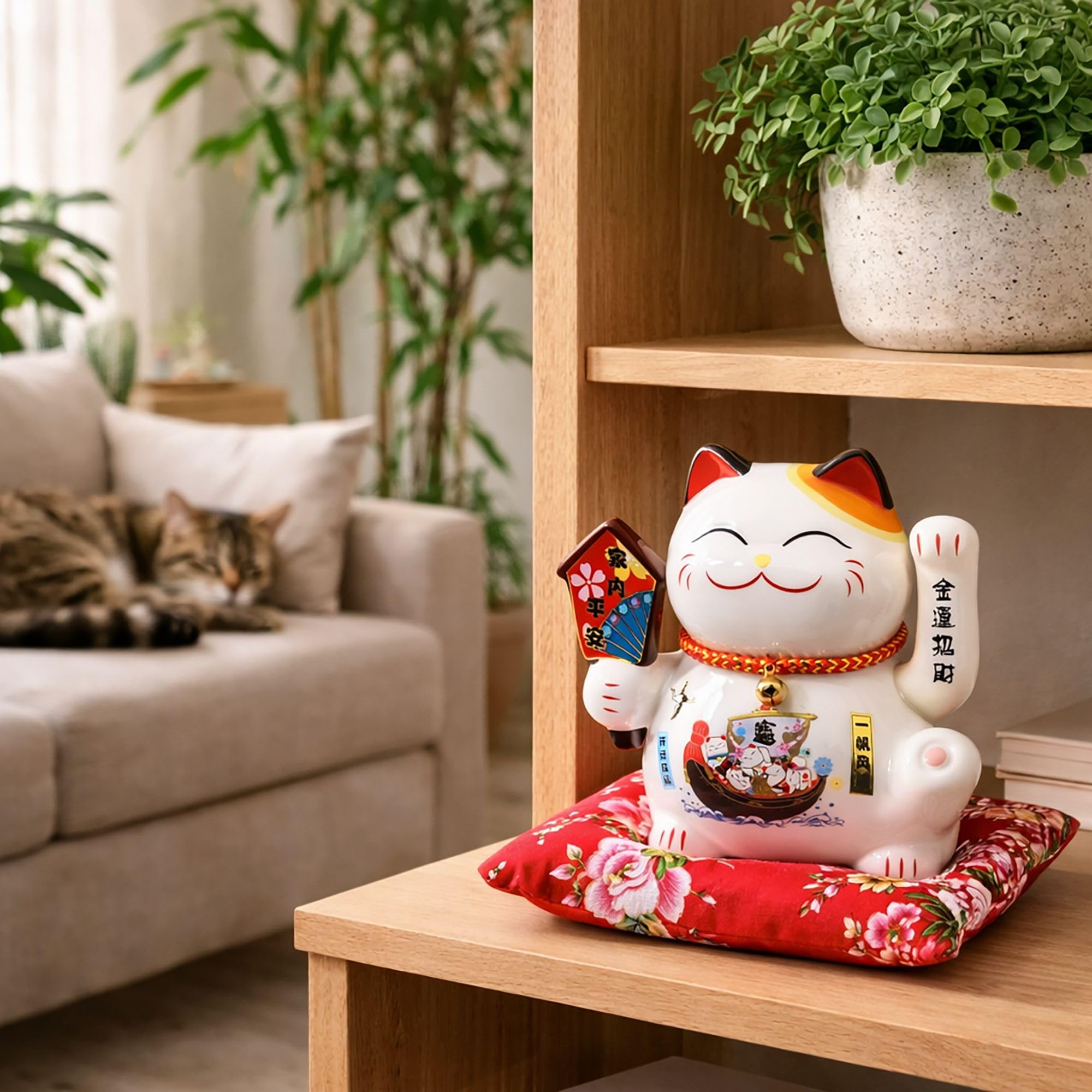 Freak Scene Glückskatze - Maneki-Neko - Winkekatze aus Porzellan 15,5 cm weiß - Maneki Neko 02