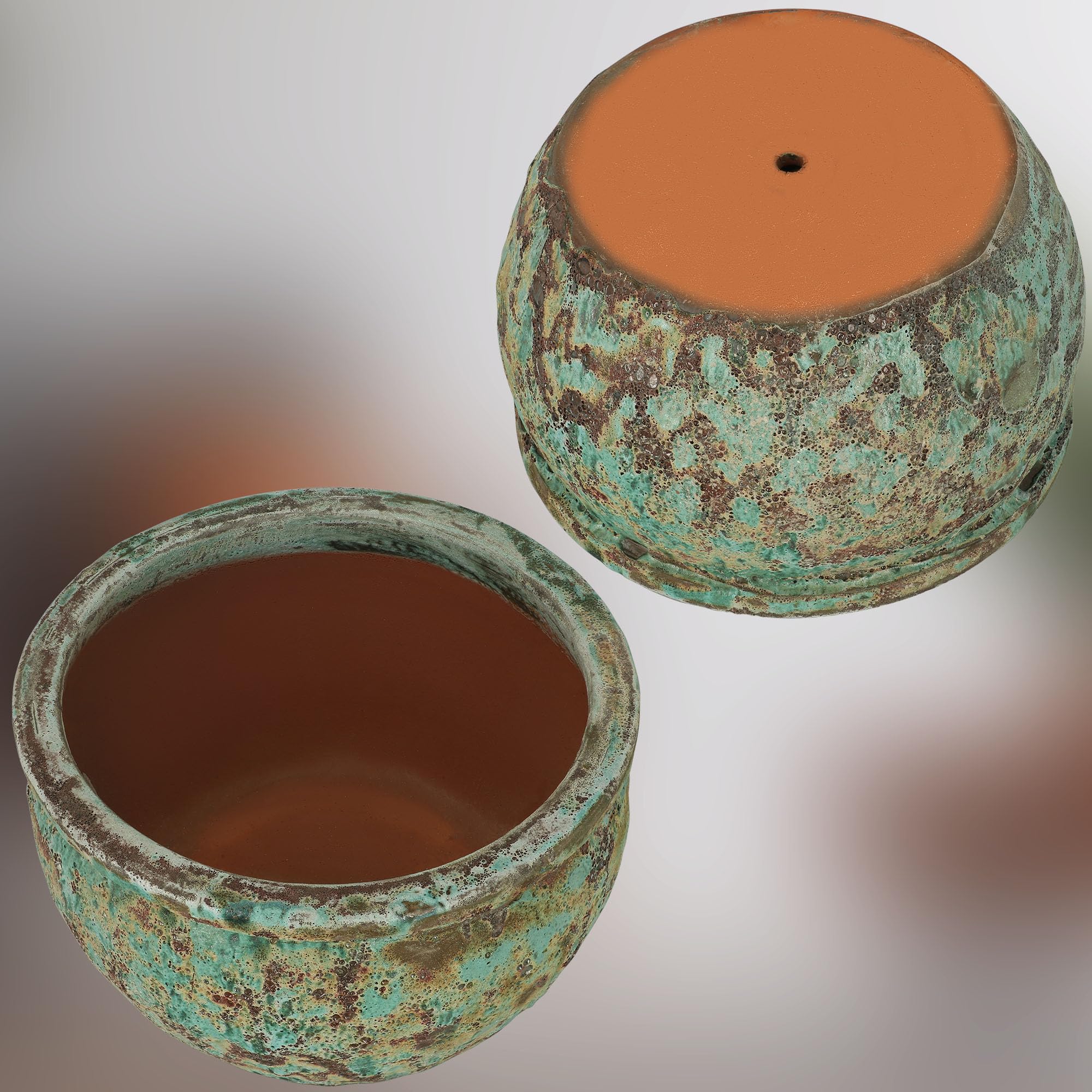 KOTARBAU Vaso da fiori in ceramica, grande, altezza 32 cm, diametro 50 cm, per esterni, grande e resistente al gelo, per esterni e interni, vaso per orchidee in ceramica