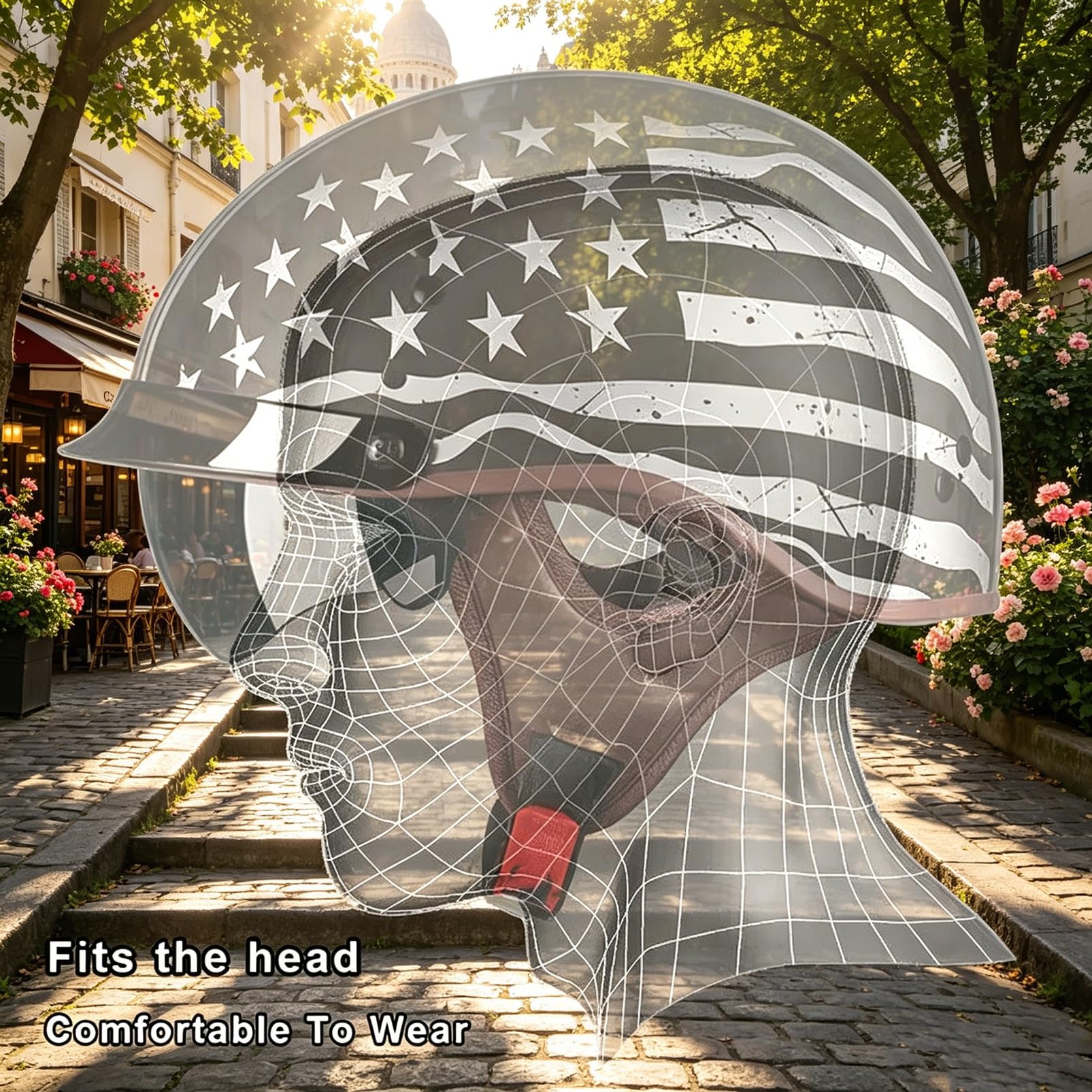 Kask Motocyklowy Retro Vintage Jet, Styl Pilot z Wbudowaną Blendą Słoneczną & Maską Skull, Homologacja ECE R22.06 na Skuter Moped Cruiser